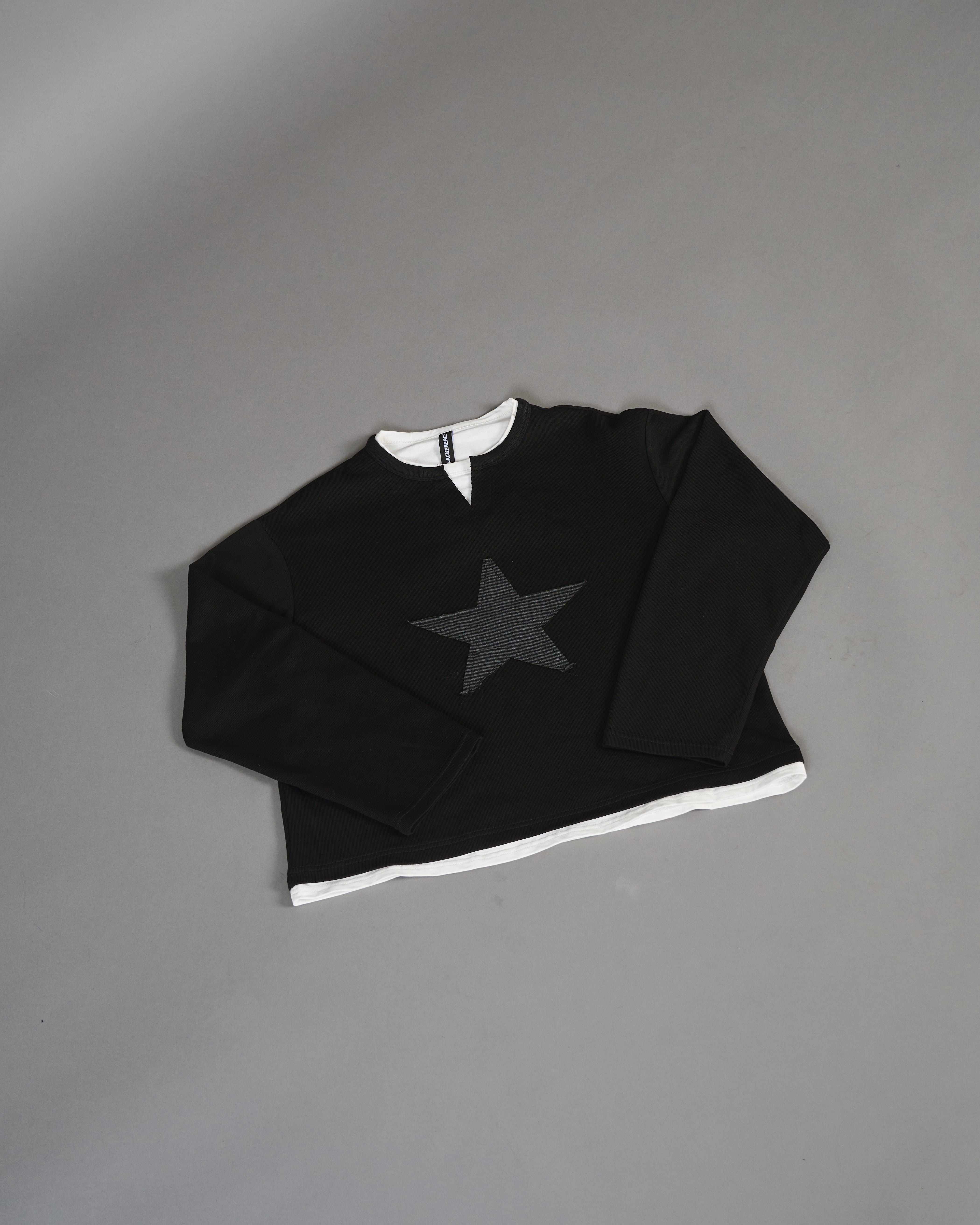 Star logo henley neck sweatshirt