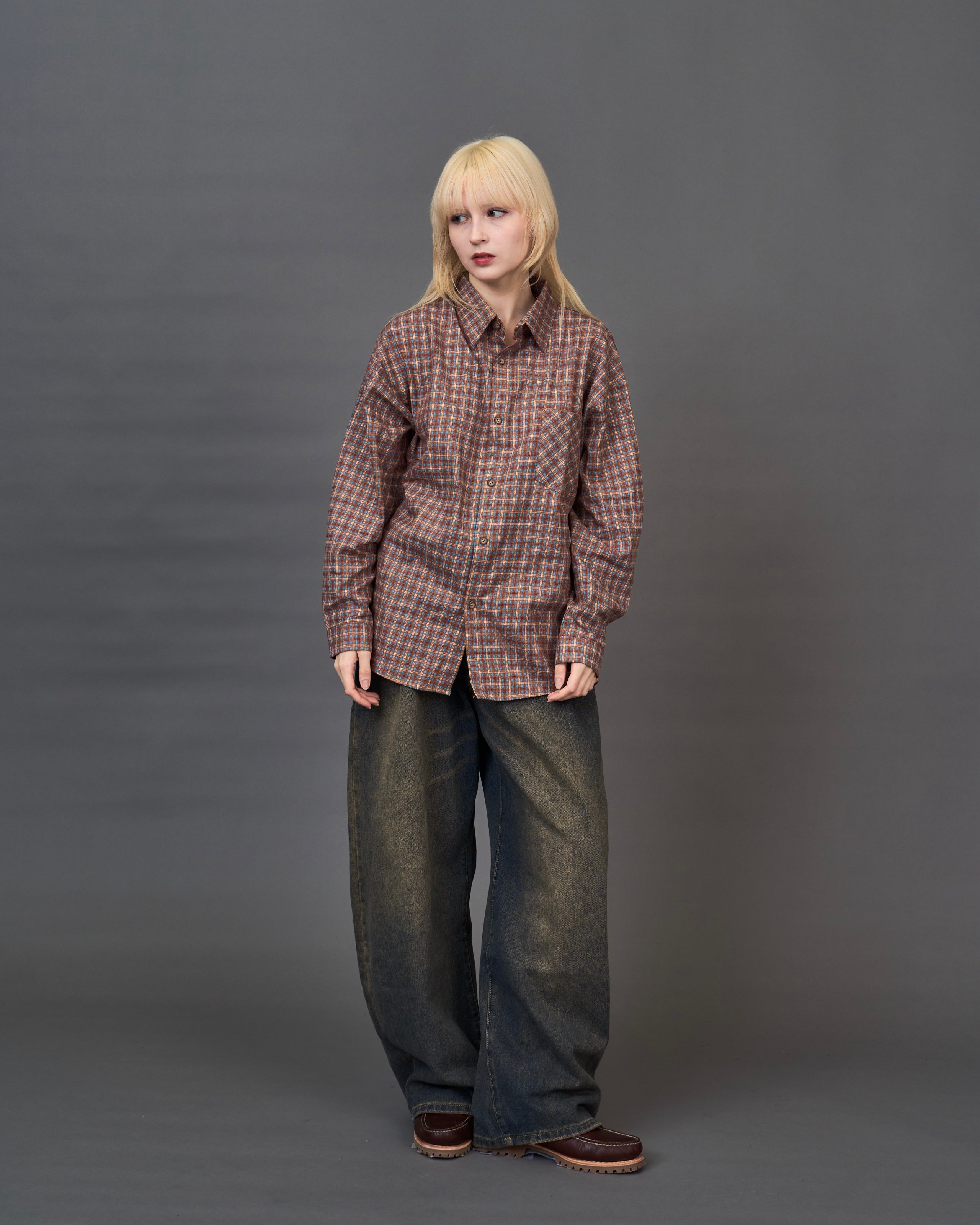 Check Pattern Regular Collar Shirt /チェックパターン レギュラーカラーシャツ SL0044