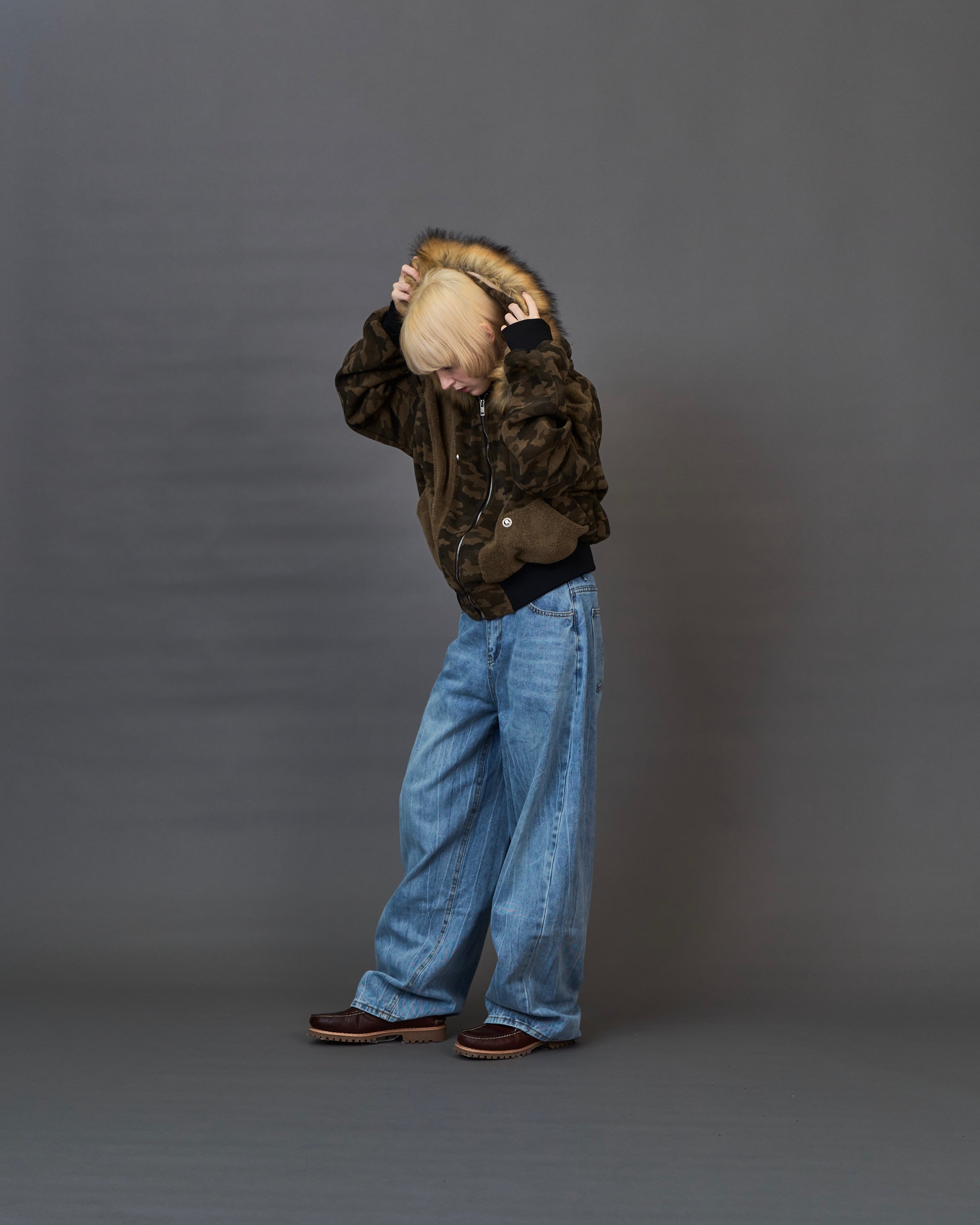 Military Camouflage Faux Fur Short Blouson /ミリタリーカモフラージュ ファーショートブルゾンSL0046