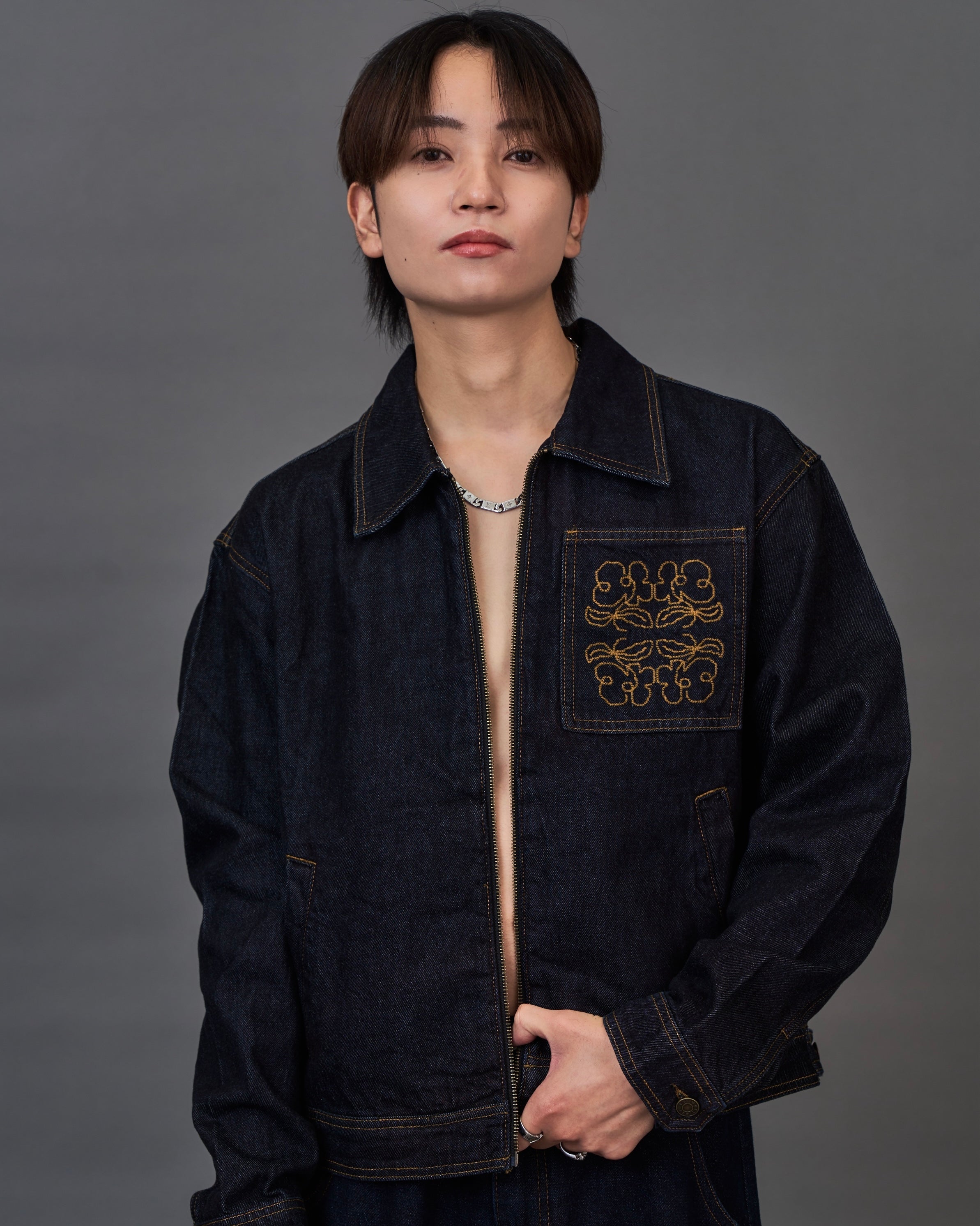 【セットアップ対応】Embroidery Denim Jacket/エンブロイダリーデニムジャケット SL0050