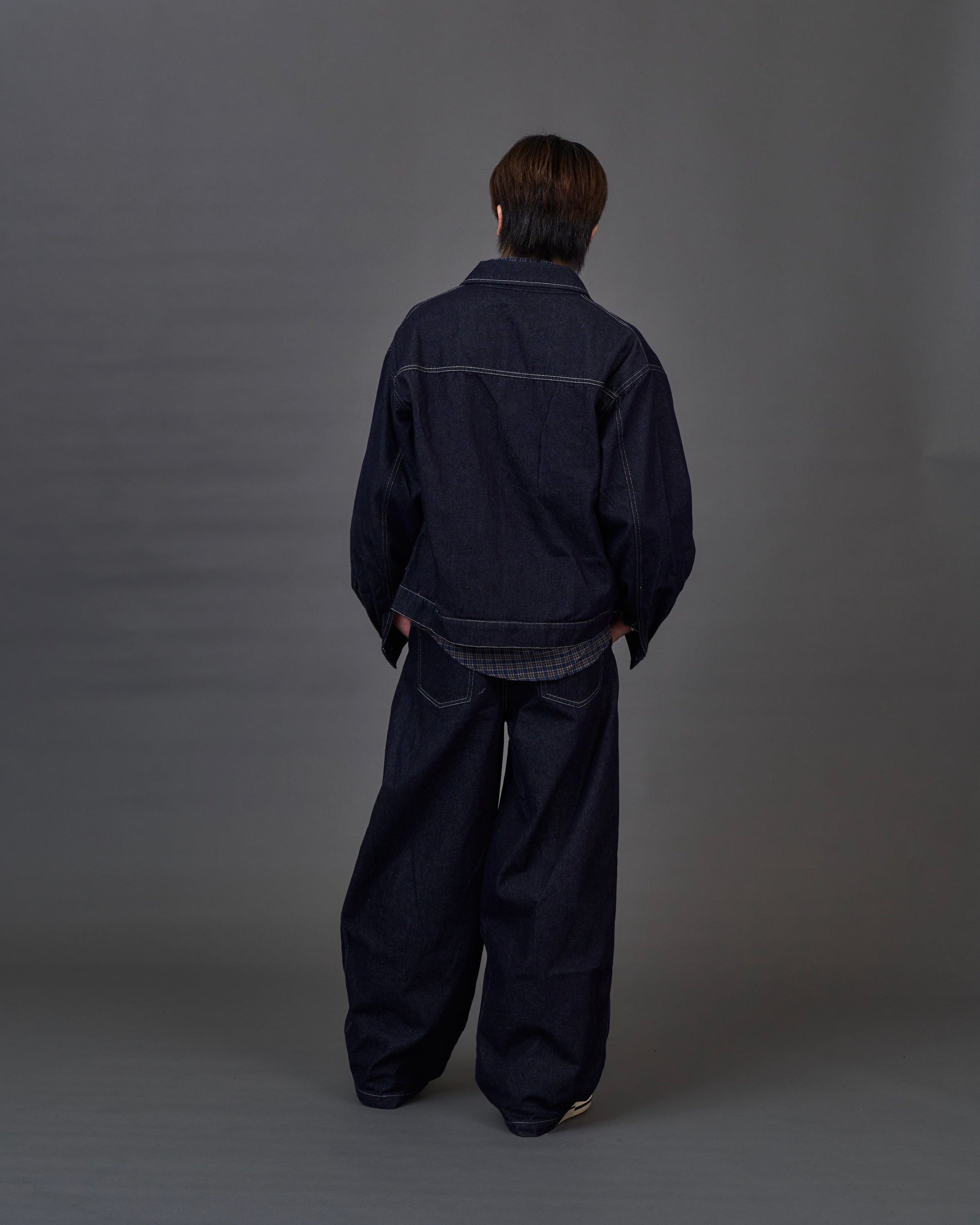 【セットアップ対応】Contrast Stitch Denim Jacket/ステッチライン デニムパンツ SL0049