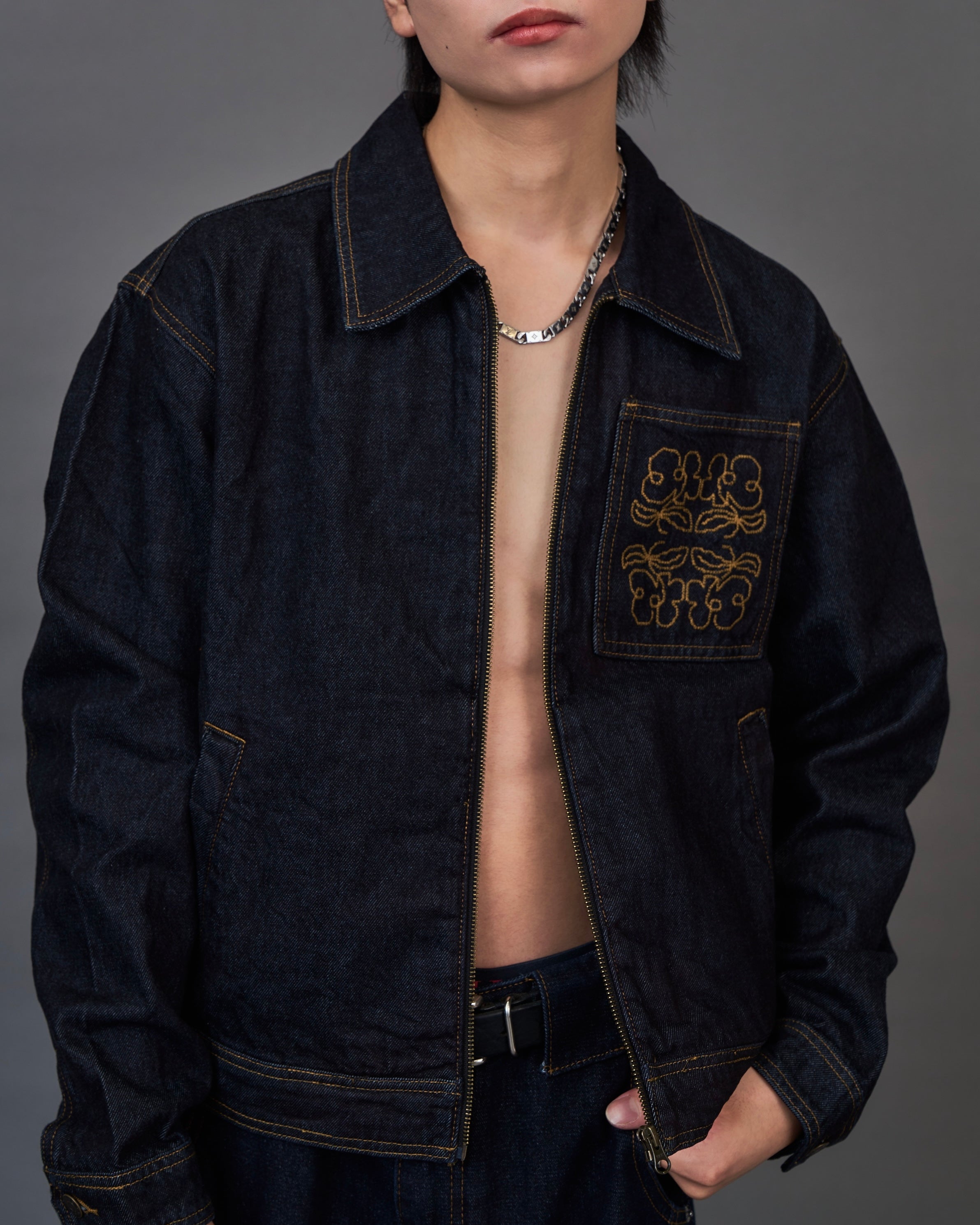 【セットアップ対応】Embroidery Denim Jacket/エンブロイダリーデニムジャケット SL0050