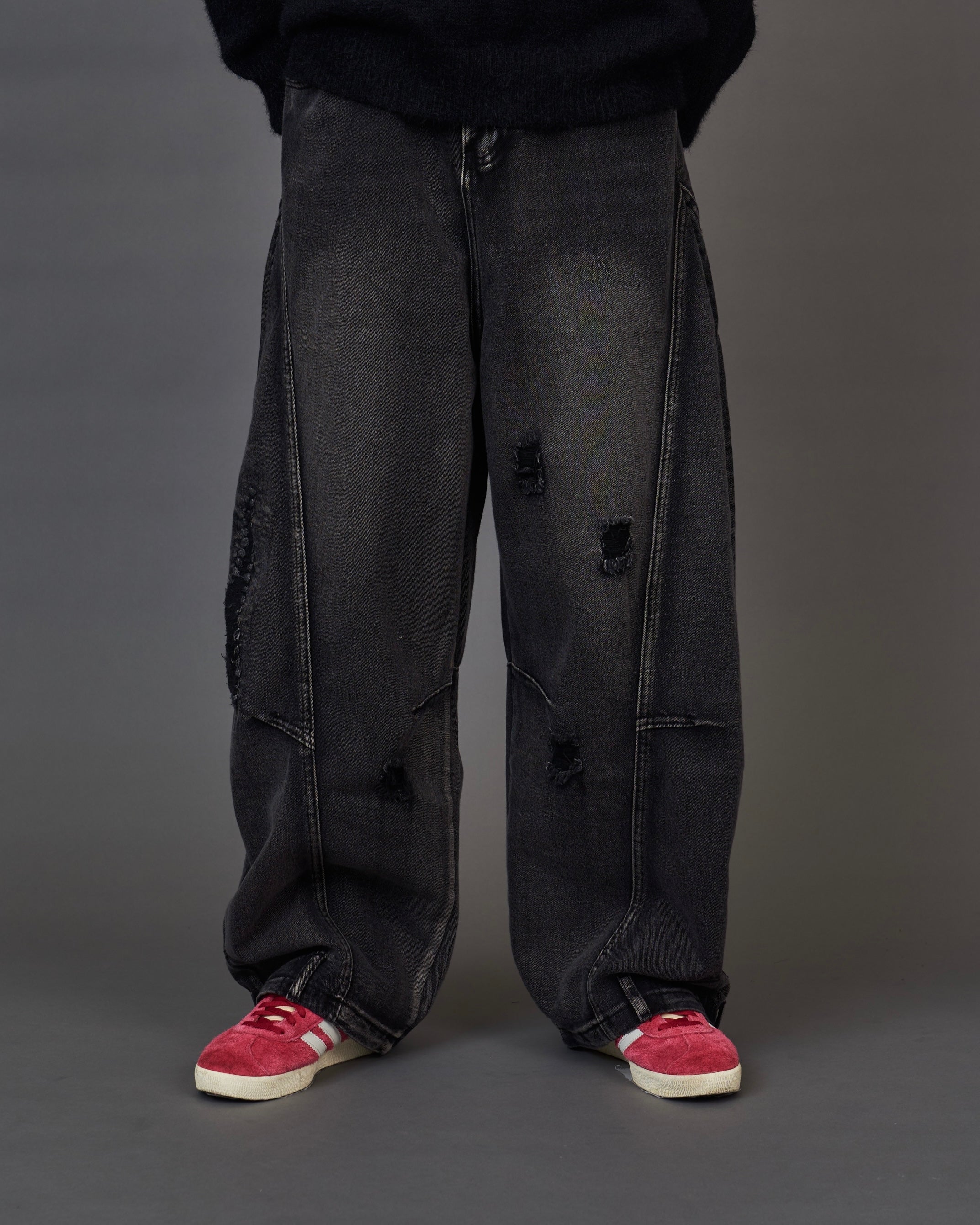 Distressed Black Wide Denim / ディストレストブラックワイドデニム SL0072