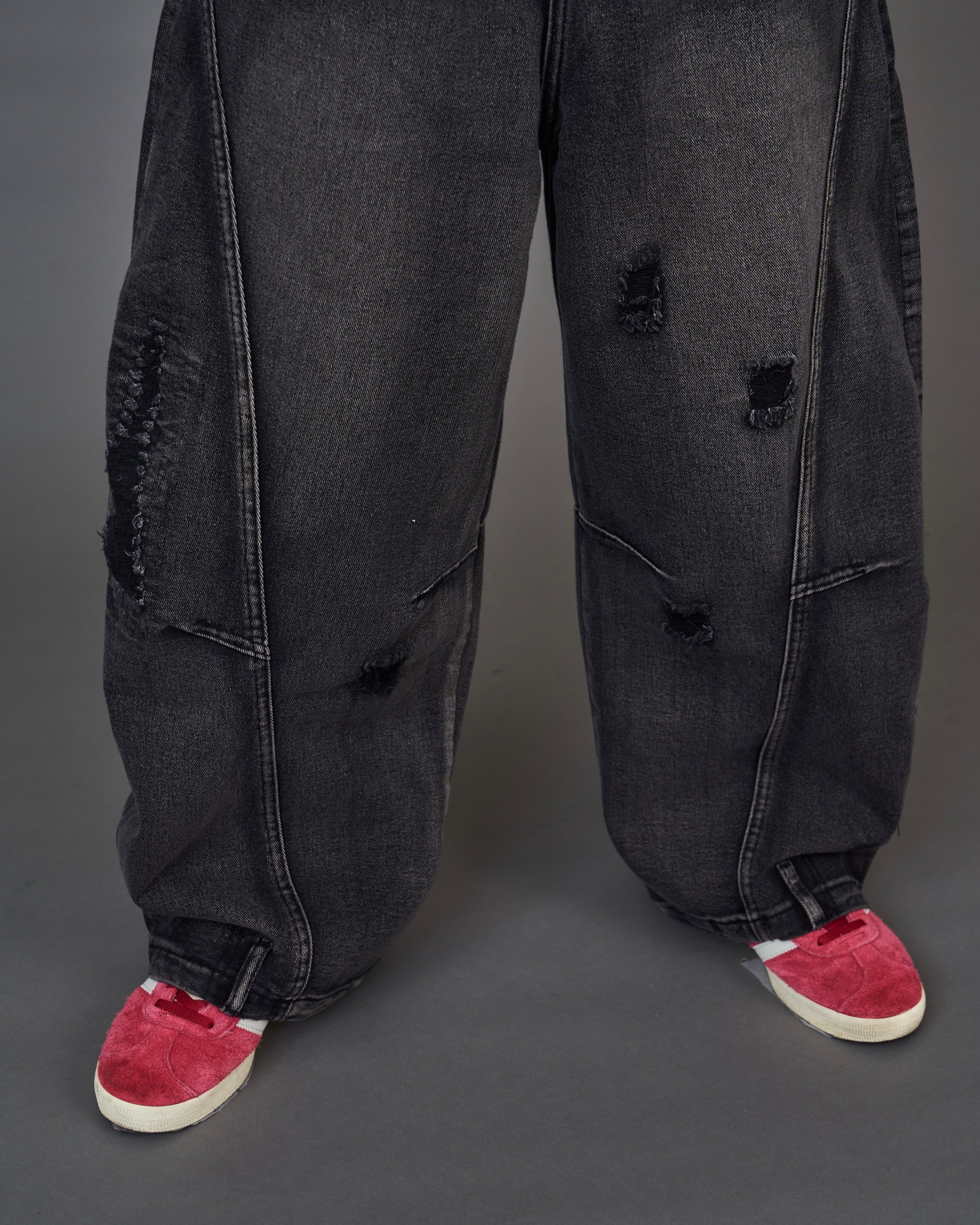 Distressed Black Wide Denim / ディストレストブラックワイドデニム SL0072