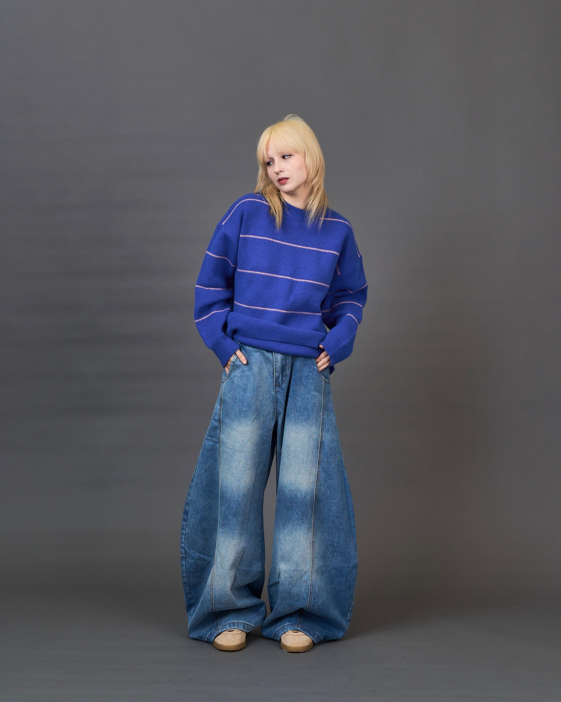 overfit border knit/ オーバーフィットボーダーニット SL0042