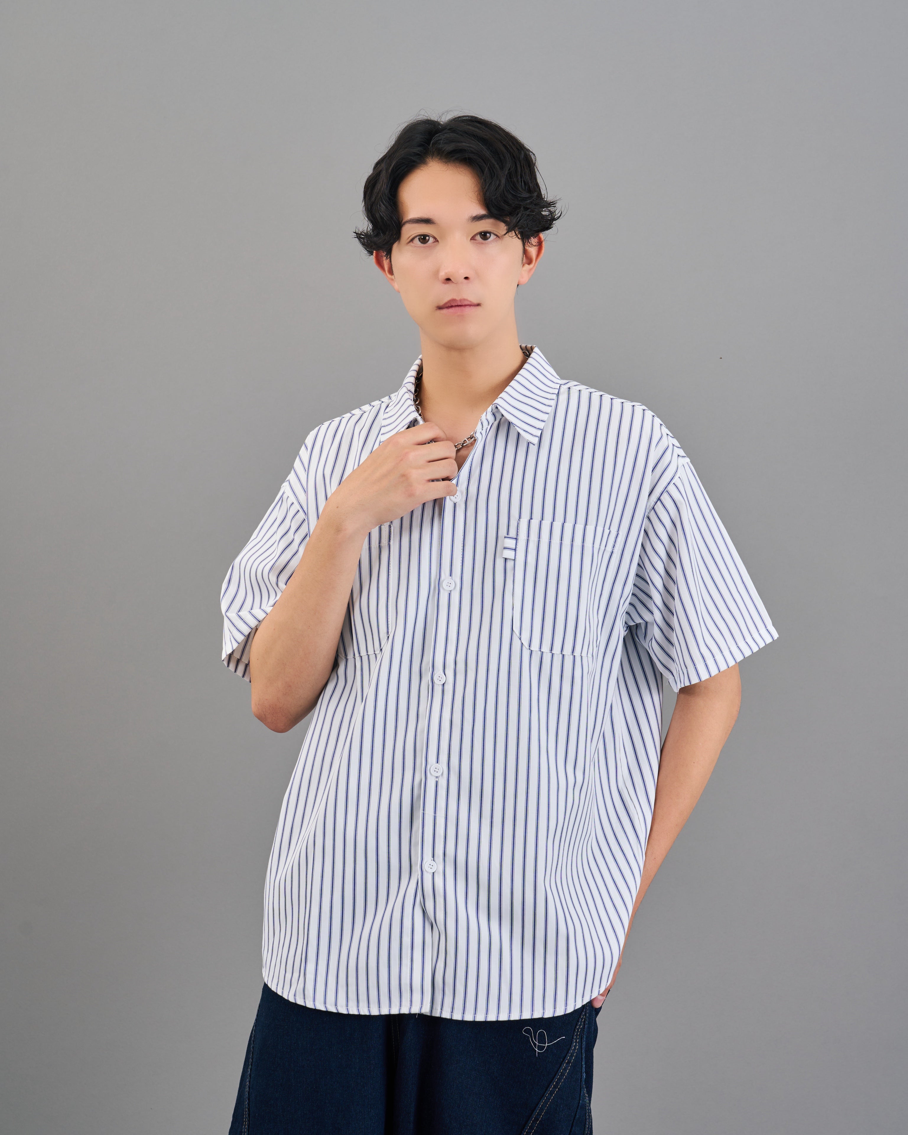 オーバーサイズストライプシャツSS SL0030
