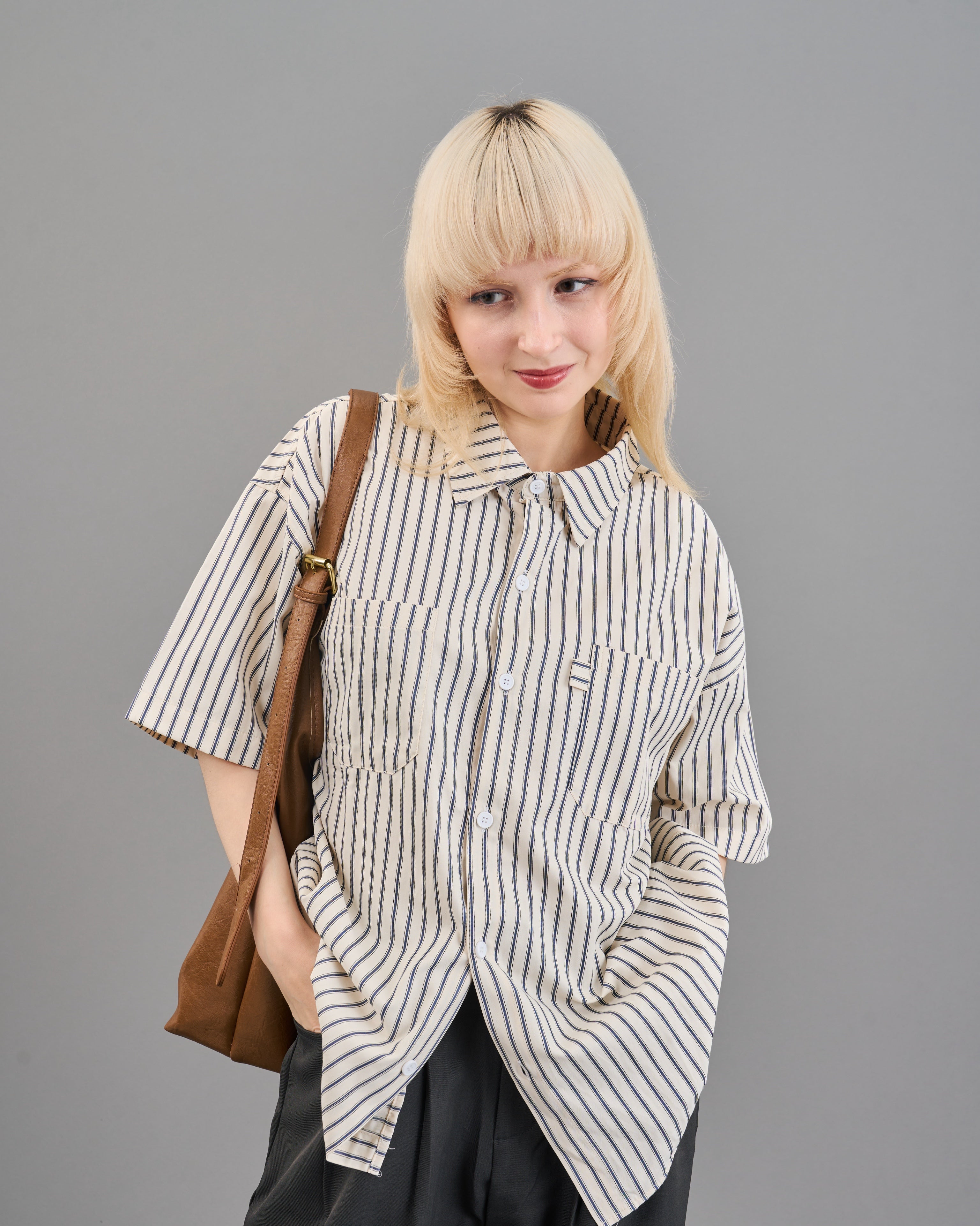 オーバーサイズストライプシャツSS SL0030