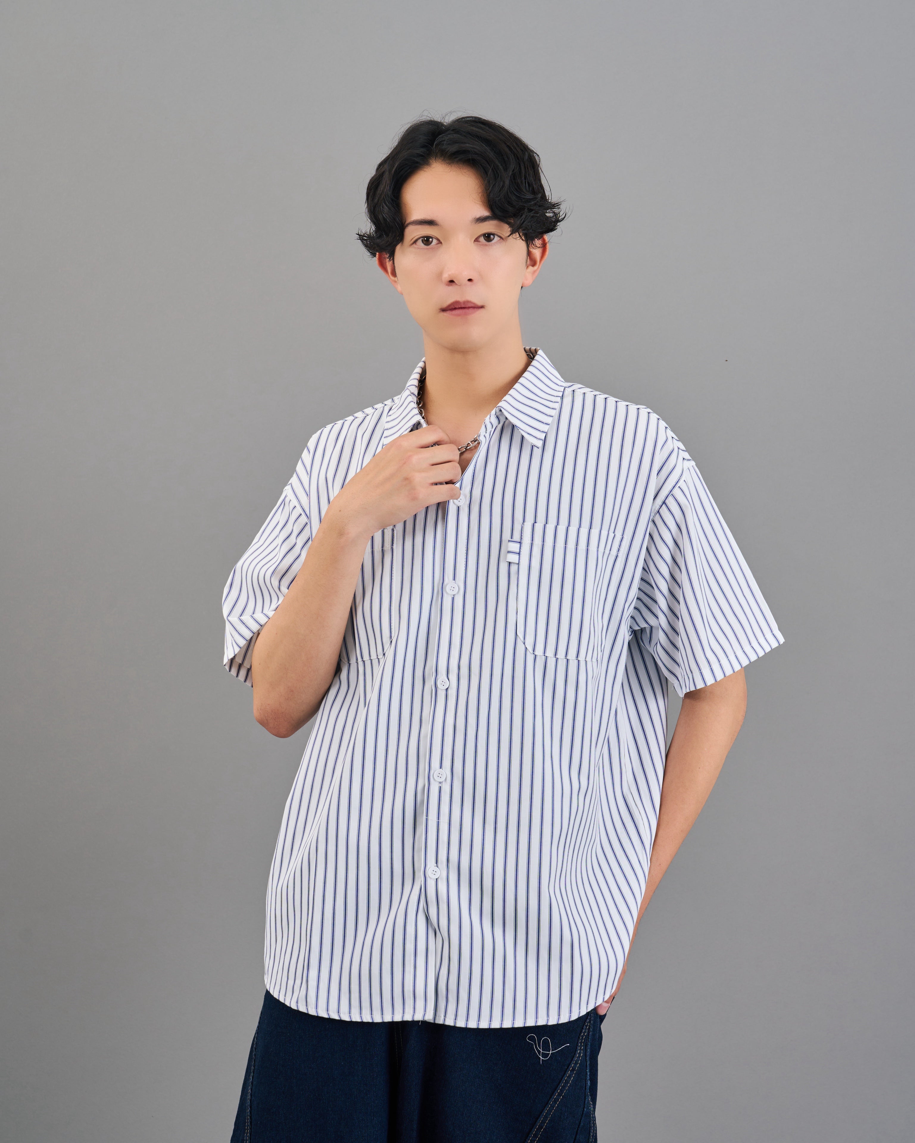 オーバーサイズストライプシャツSS SL0030