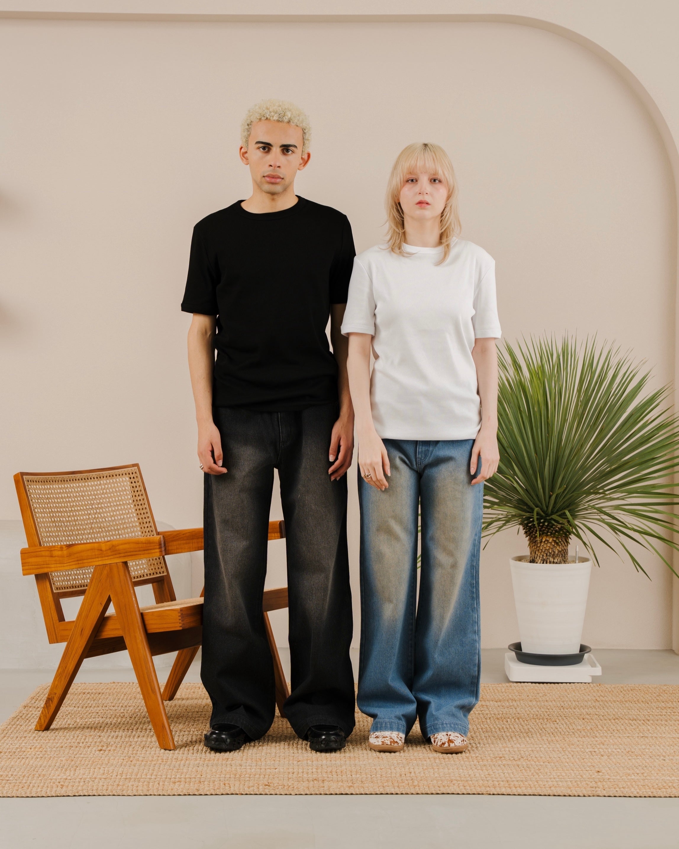 Over Dye Wide Straight  Denim