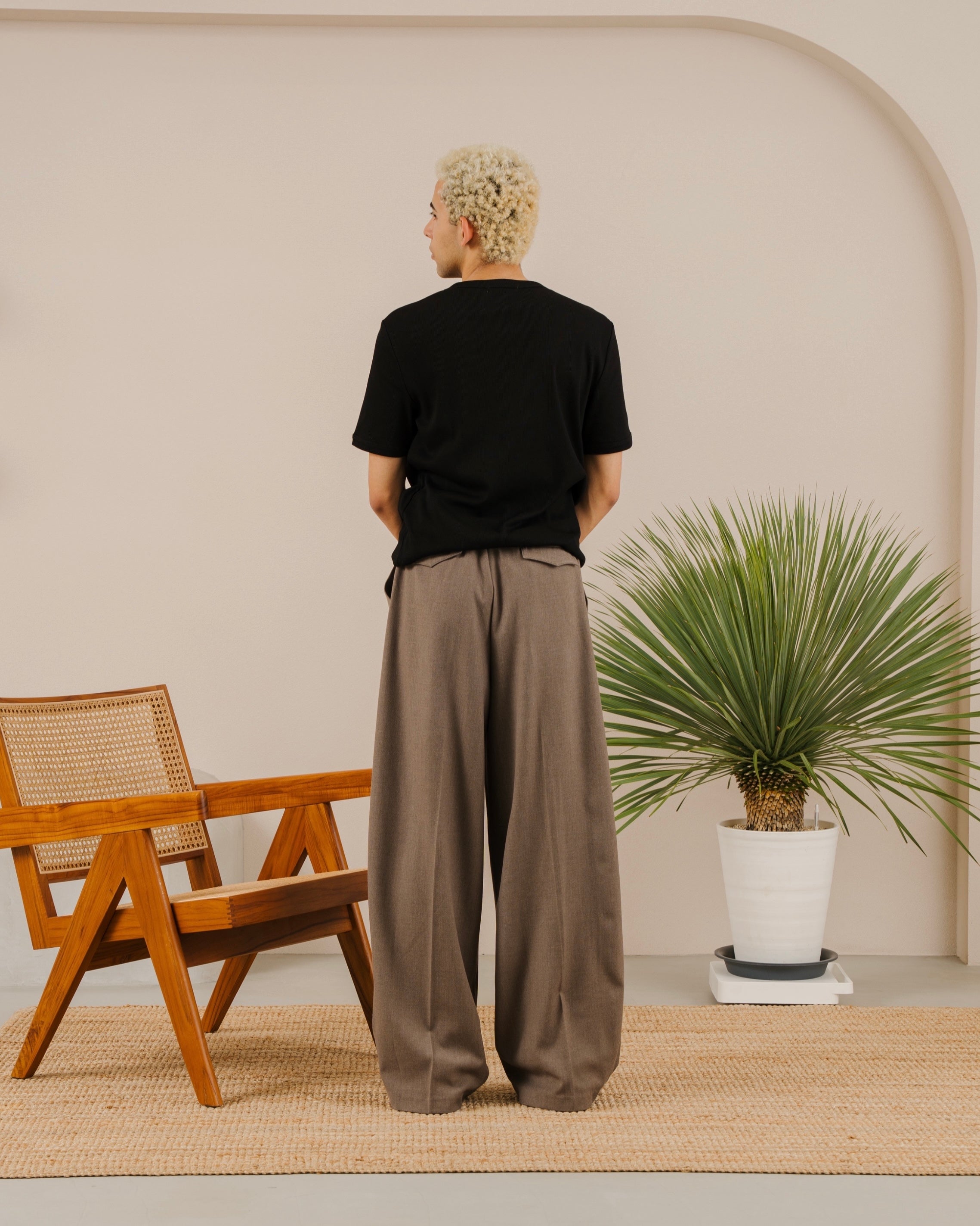 Wool Blend Deep tuck slacks