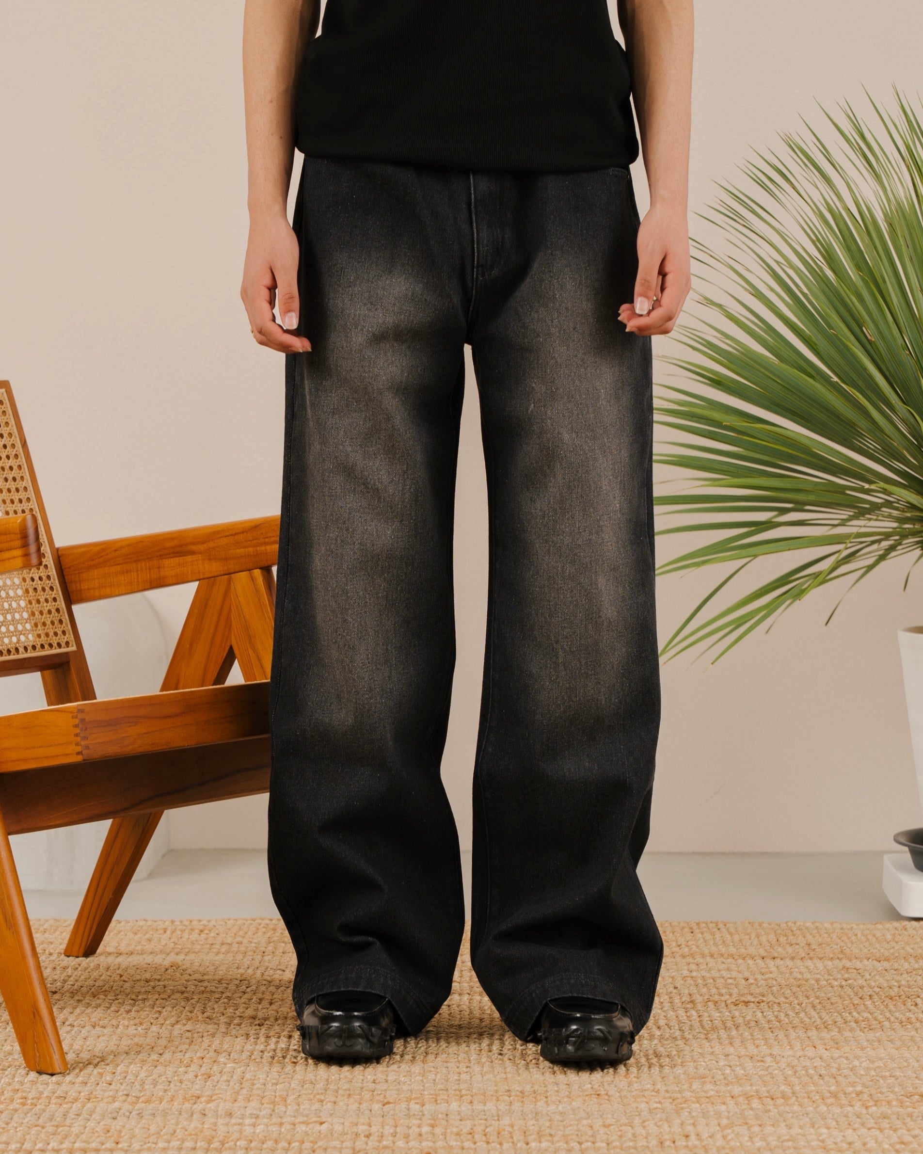 Over Dye Wide Straight  Denim