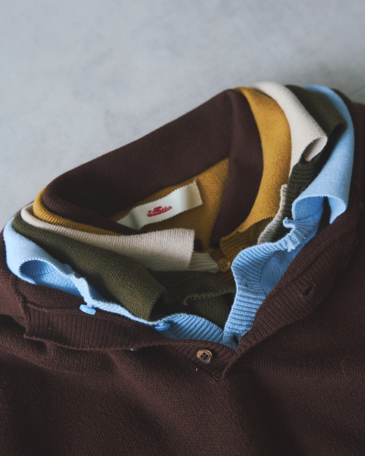 Outline Layered Cotton Knit Polo LS