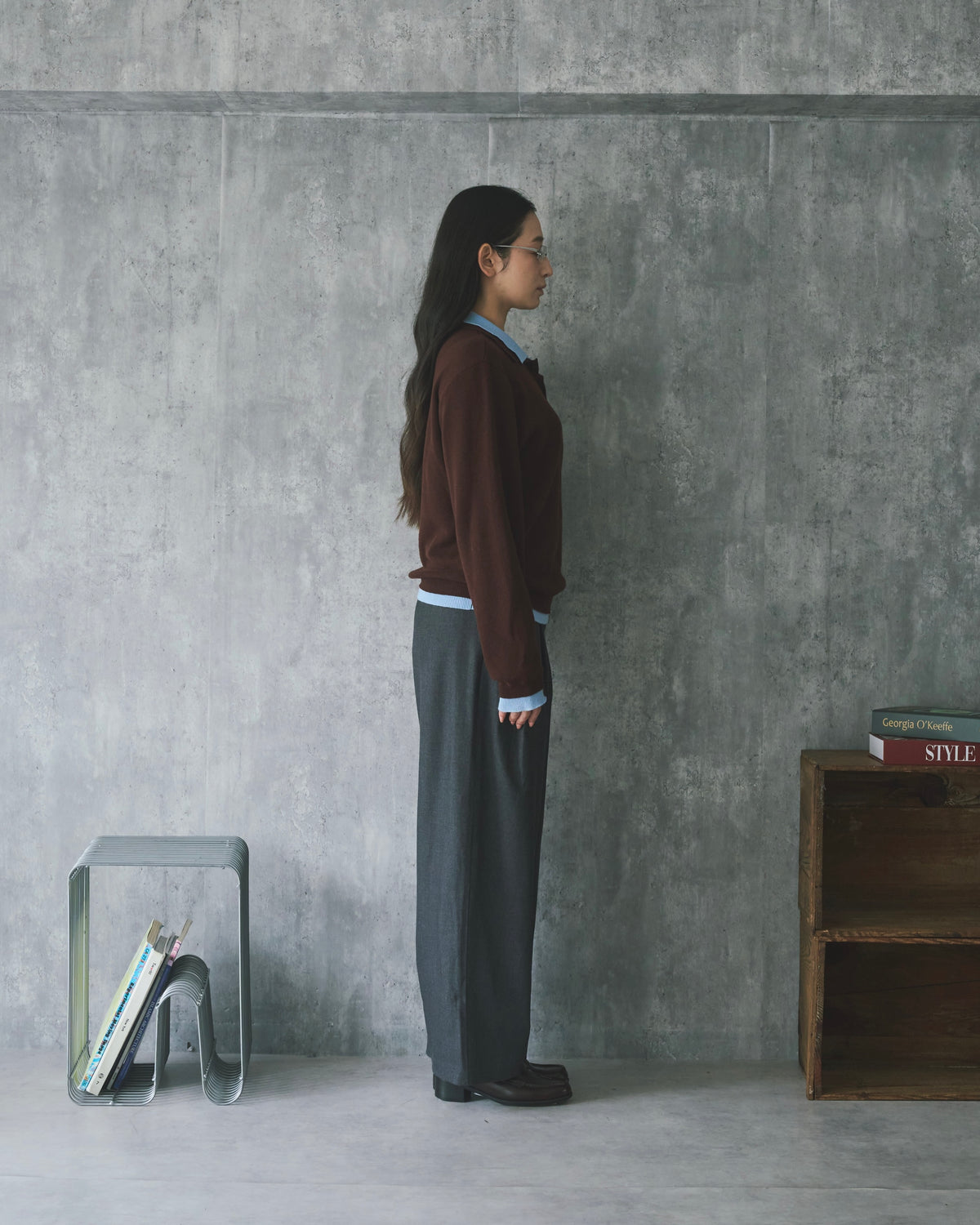 Outline Layered Cotton Knit Polo LS