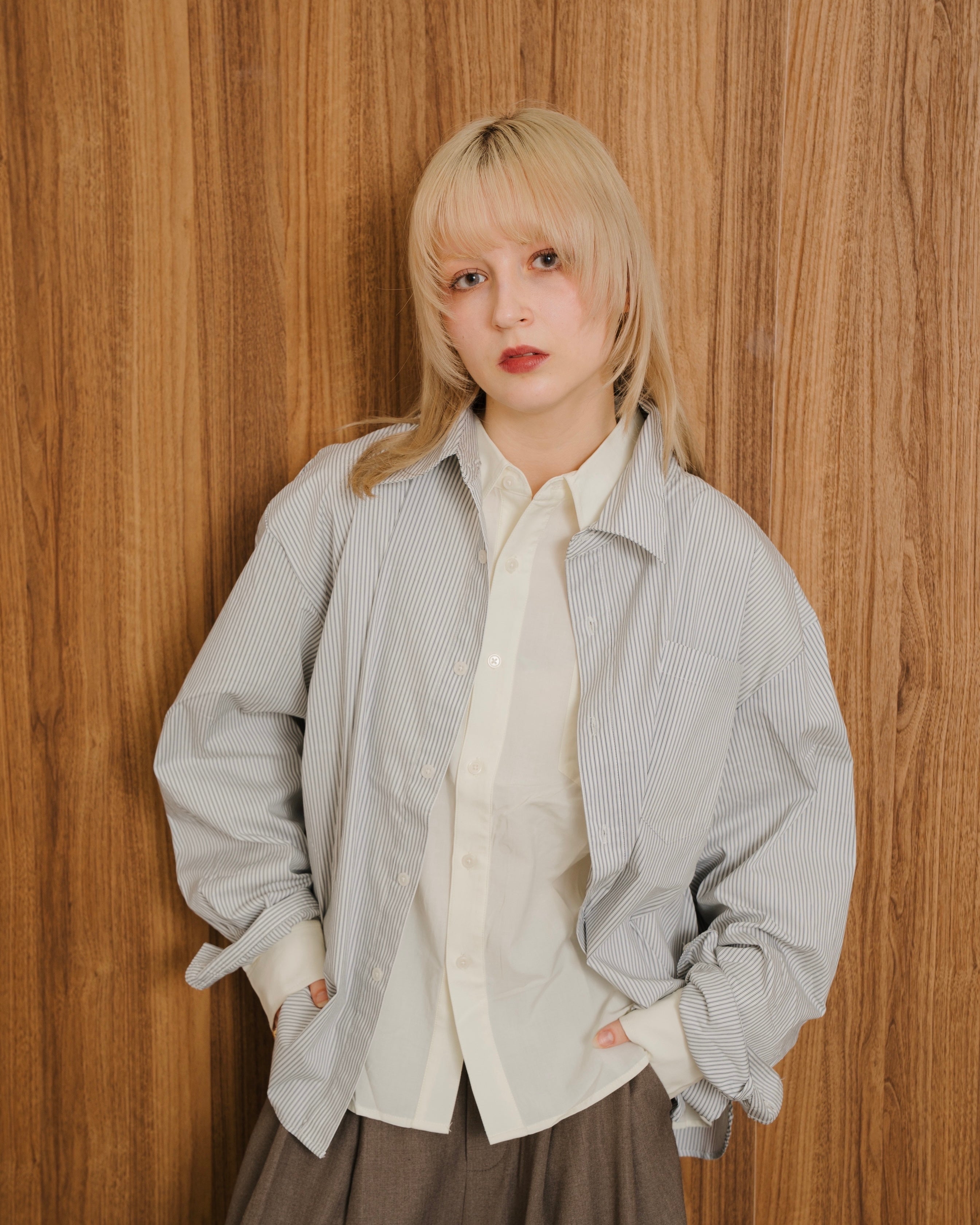 Stripe Cropped Classic Shirt LS