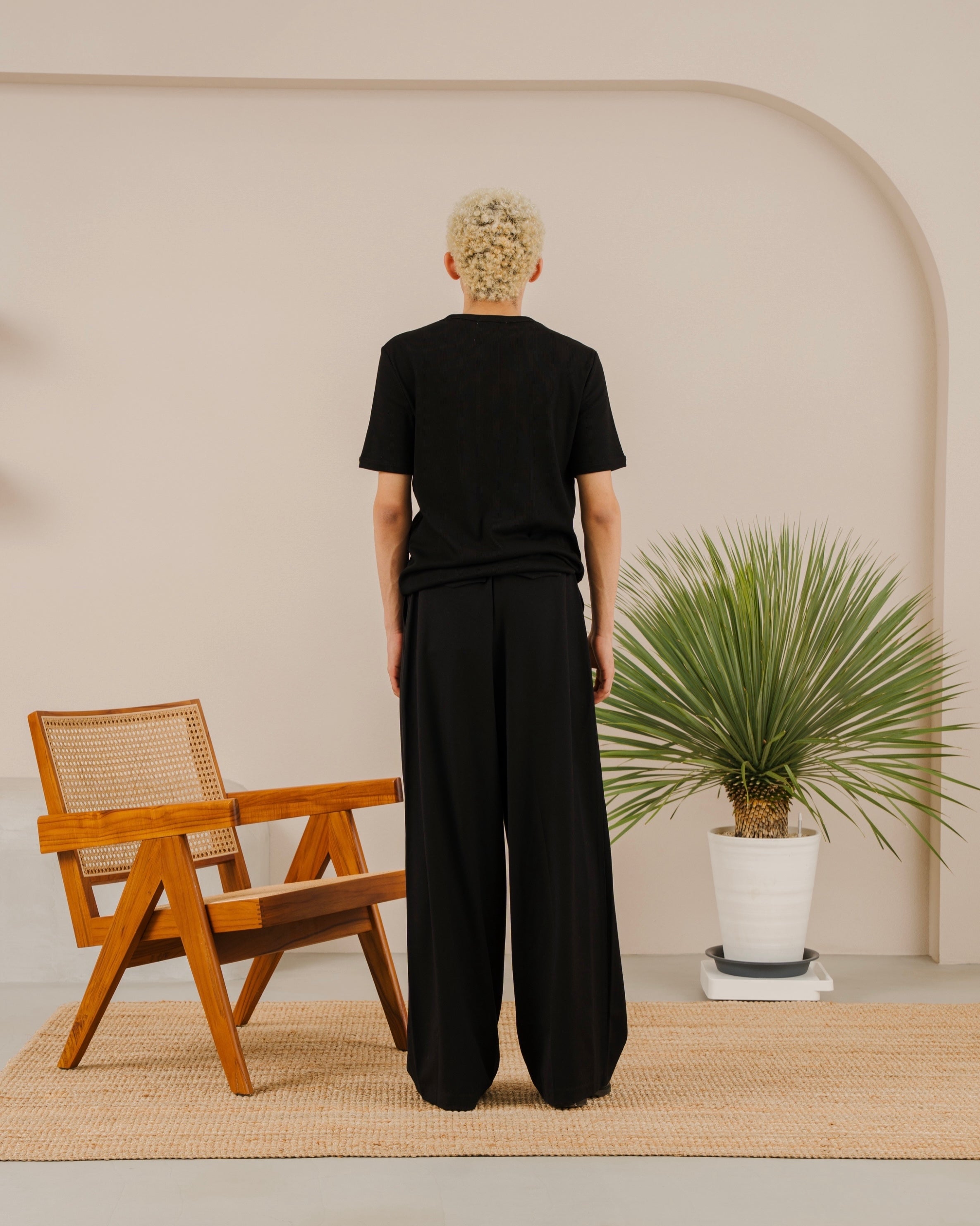 Wool Blend Deep tuck slacks