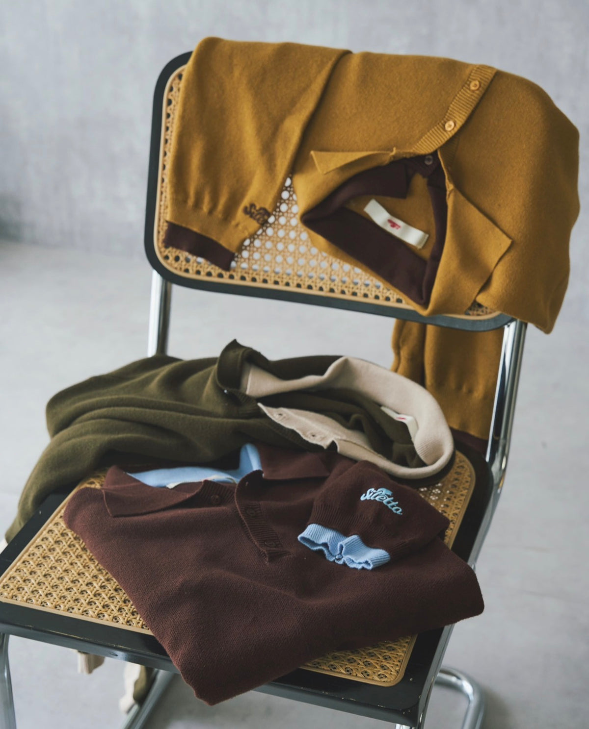 Outline Layered Cotton Knit Polo LS
