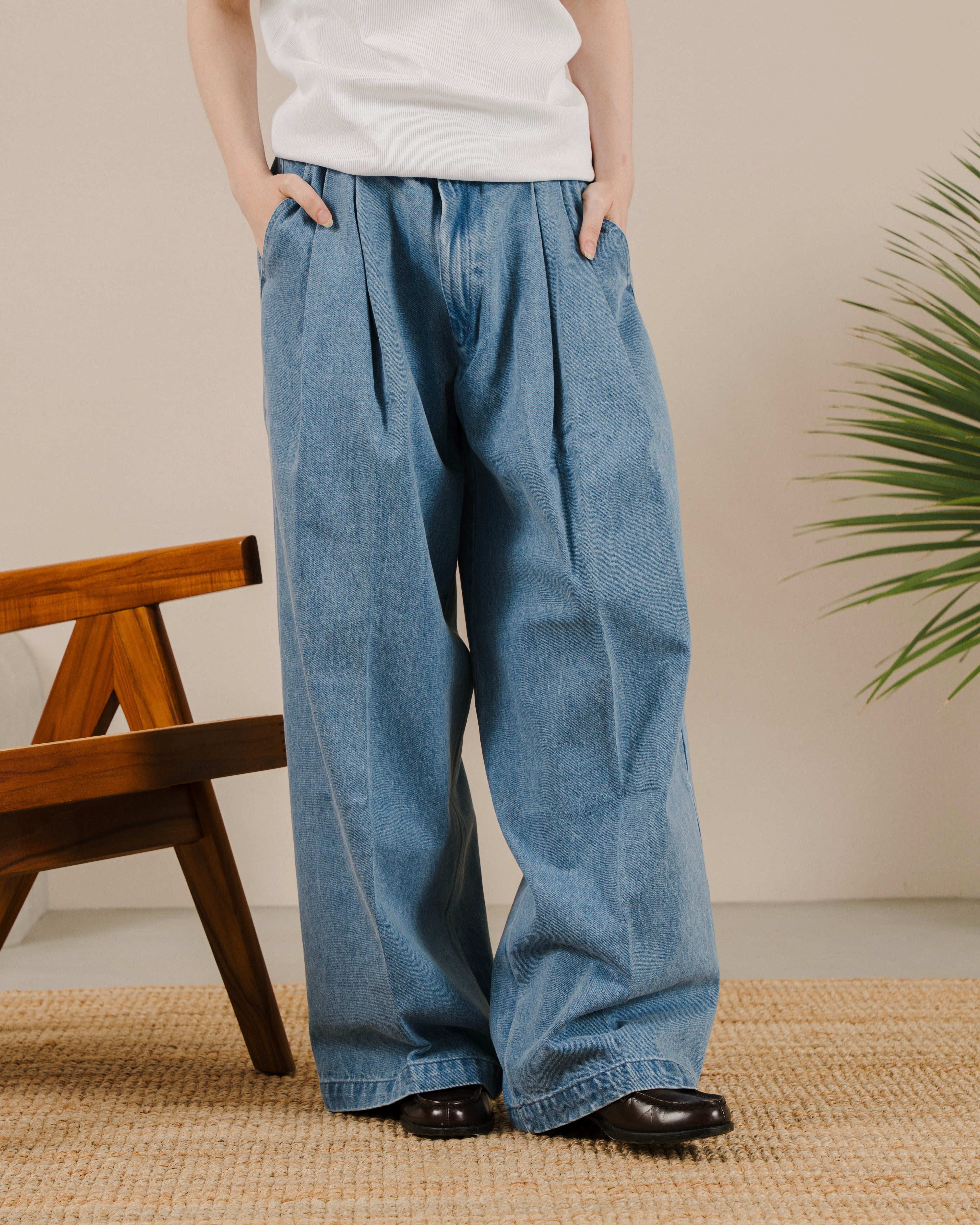 12oz Wide-Leg Denim Trousers