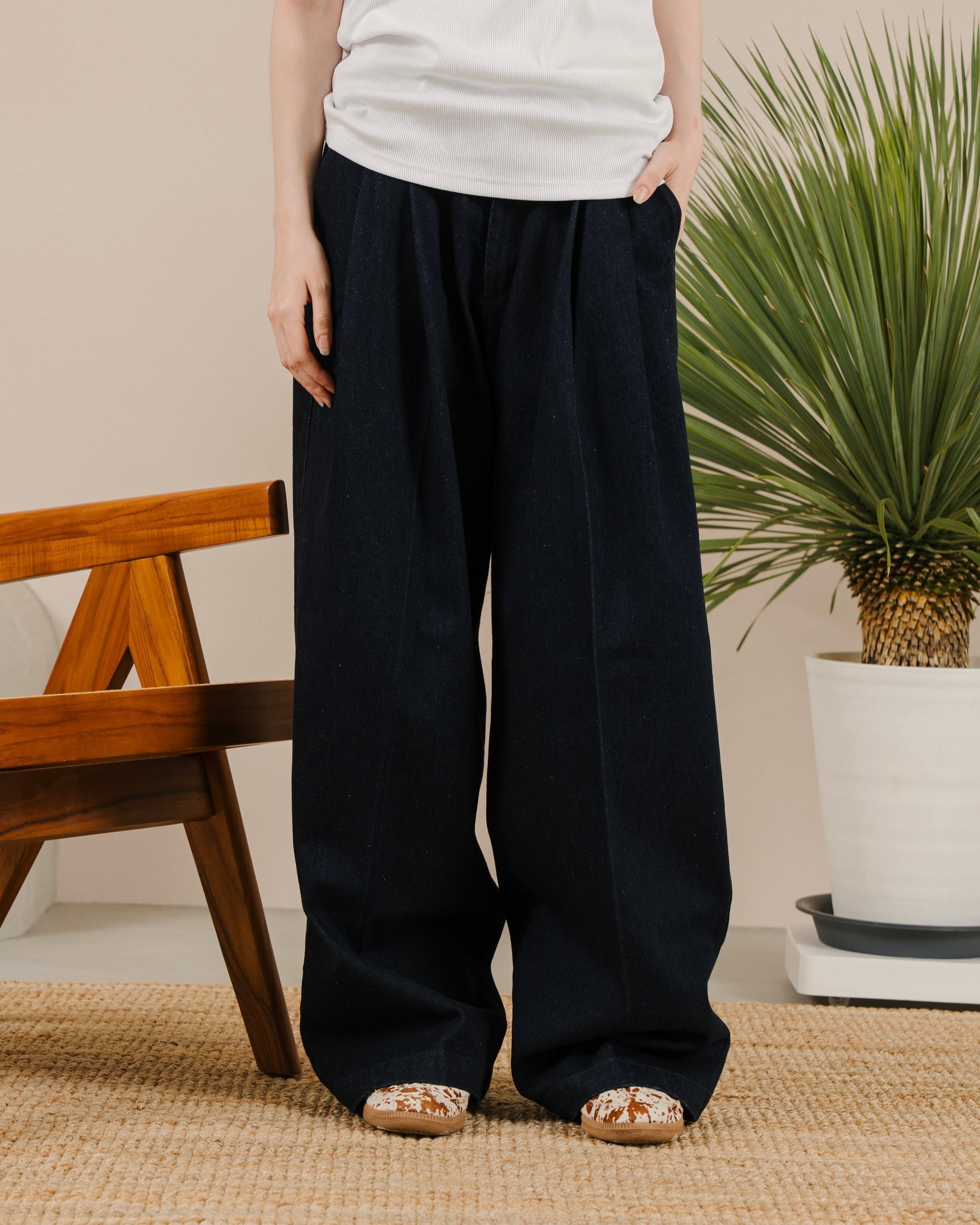 12oz Wide-Leg Denim Trousers