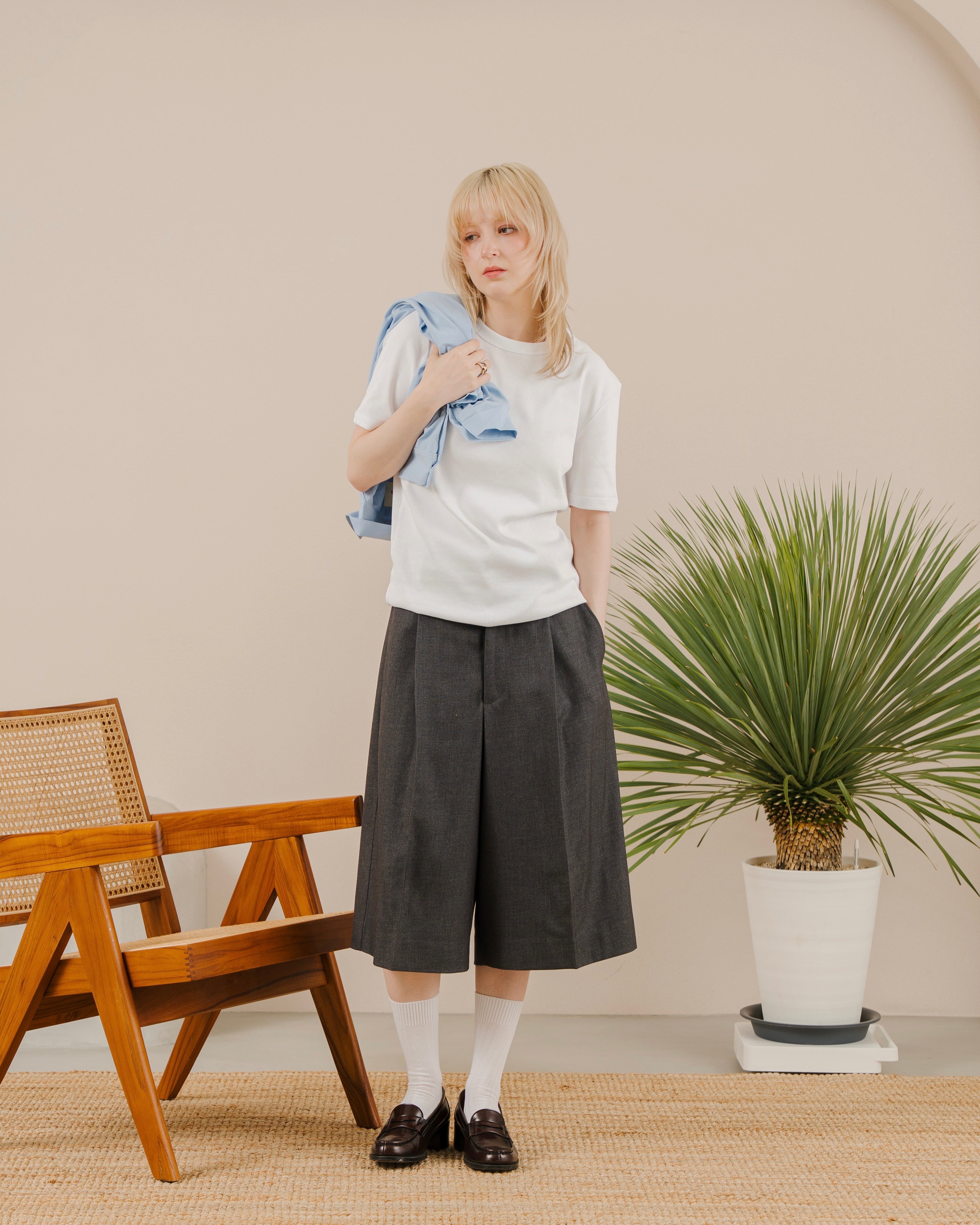 Wool Blend Deep Tuck Architecture Shorts