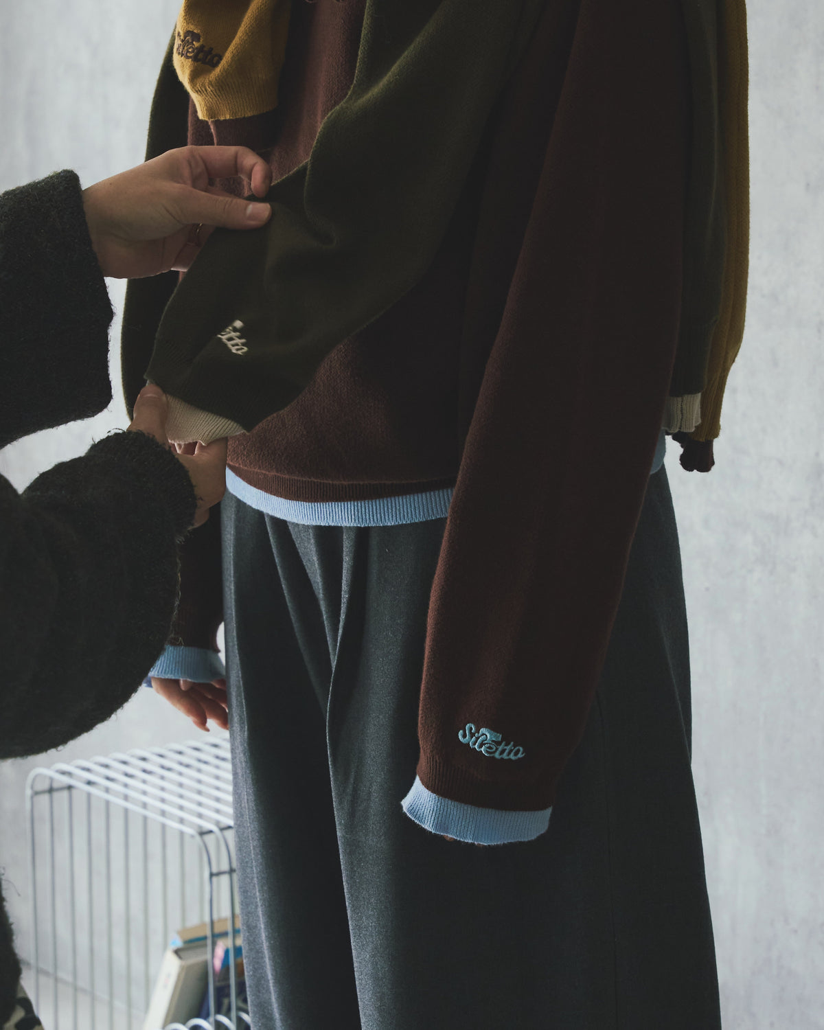 Outline Layered Cotton Knit Polo LS