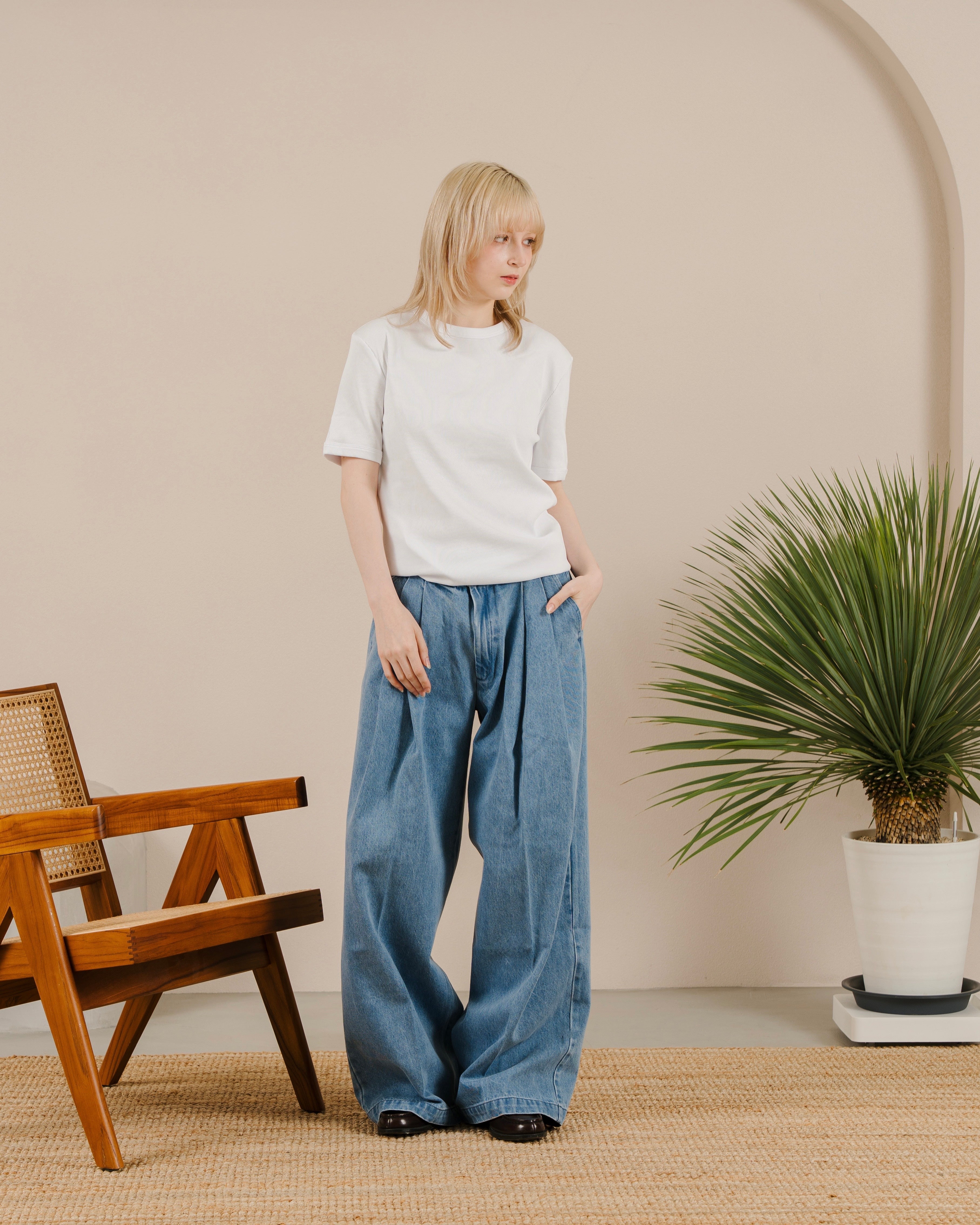 12oz Wide-Leg Denim Trousers