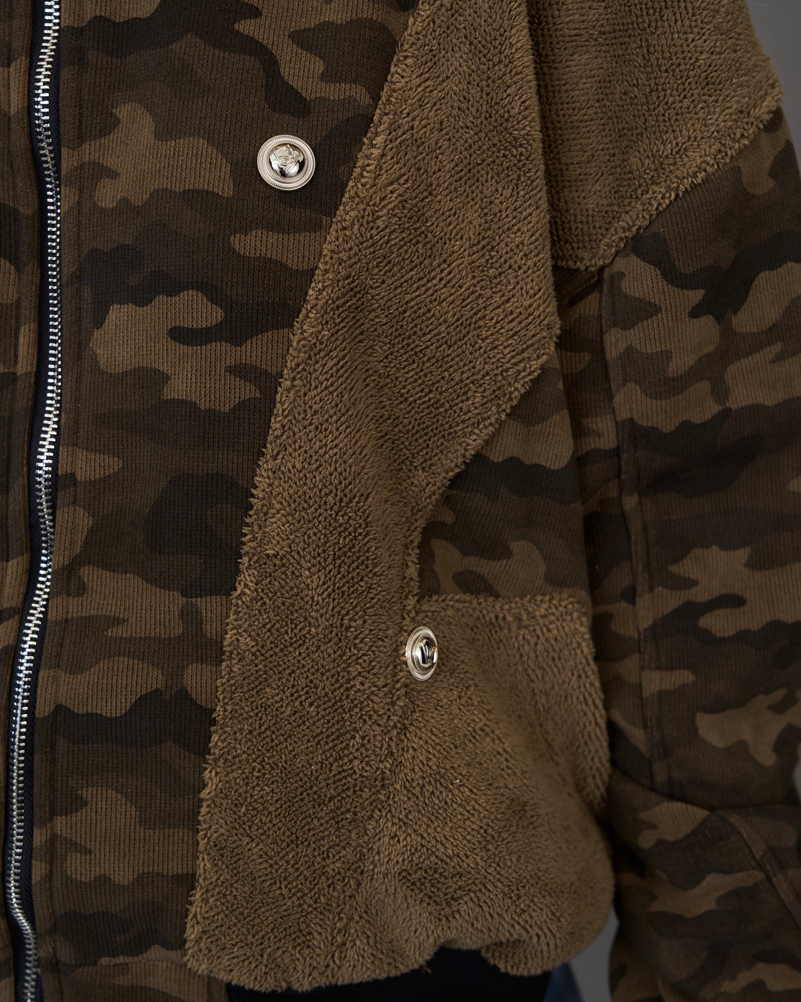 Military Camouflage Faux Fur Short Blouson /ミリタリーカモフラージュ ファーショートブルゾンSL0046