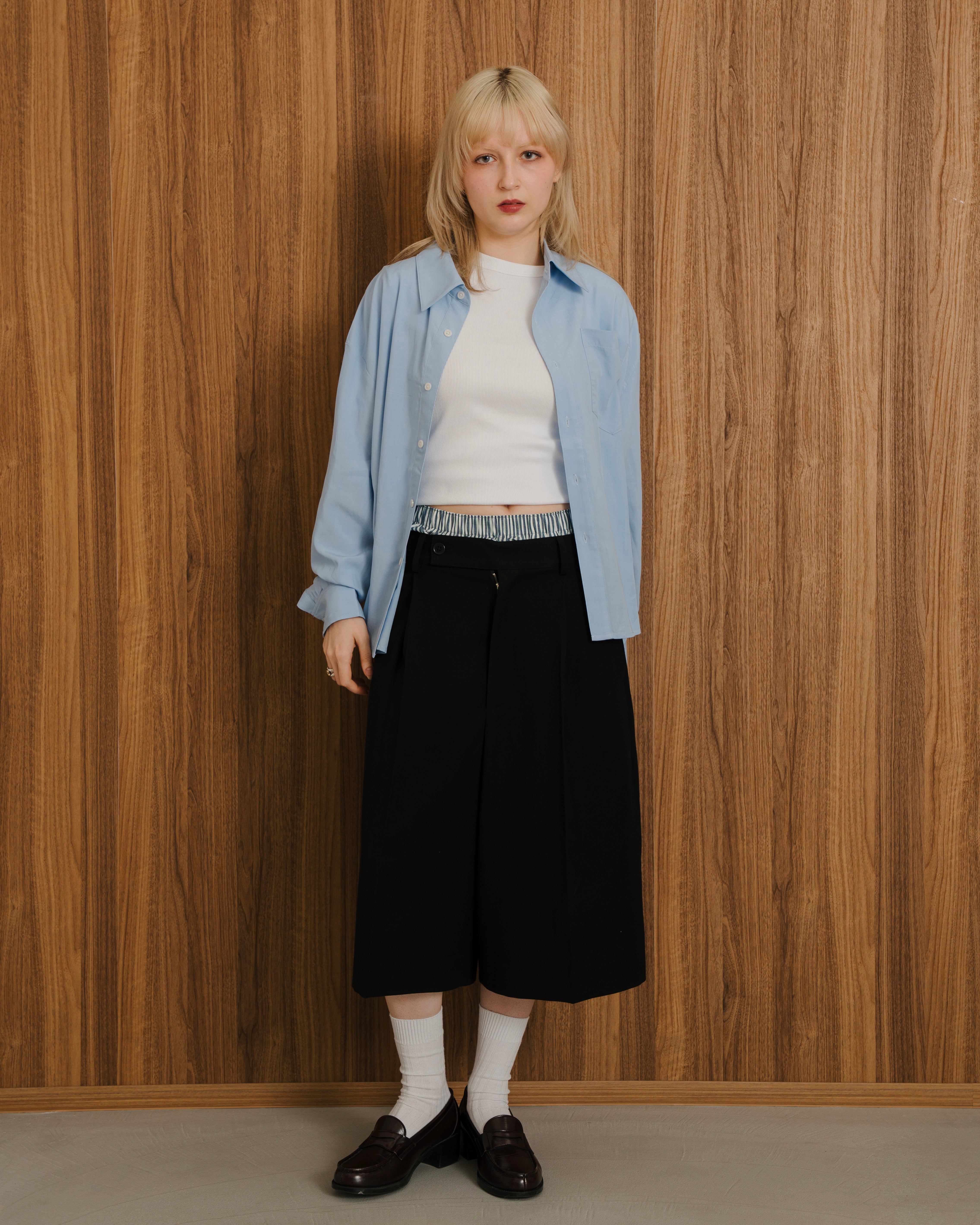 Wool Blend Deep Tuck Architecture Shorts