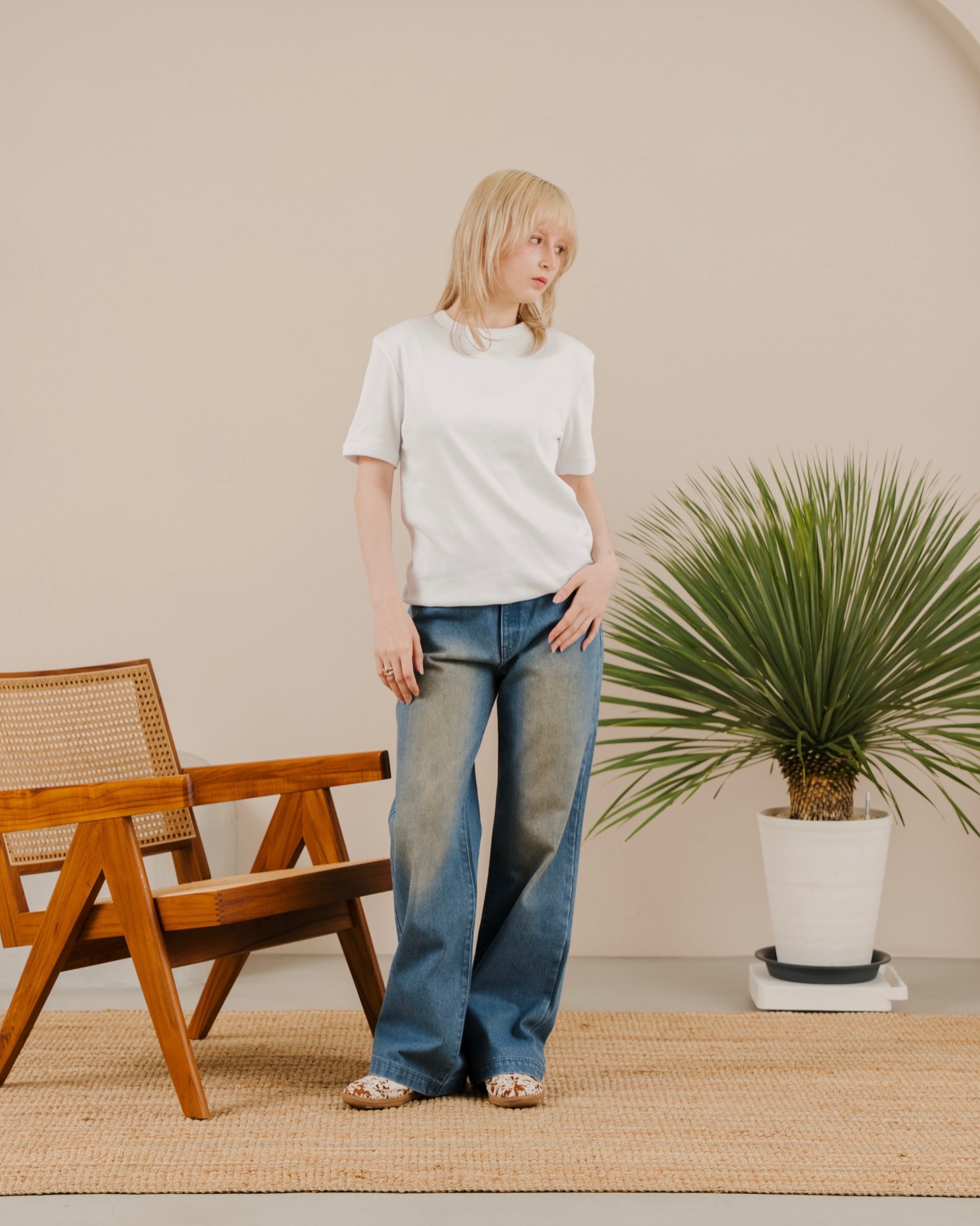 Over Dye Wide Straight  Denim