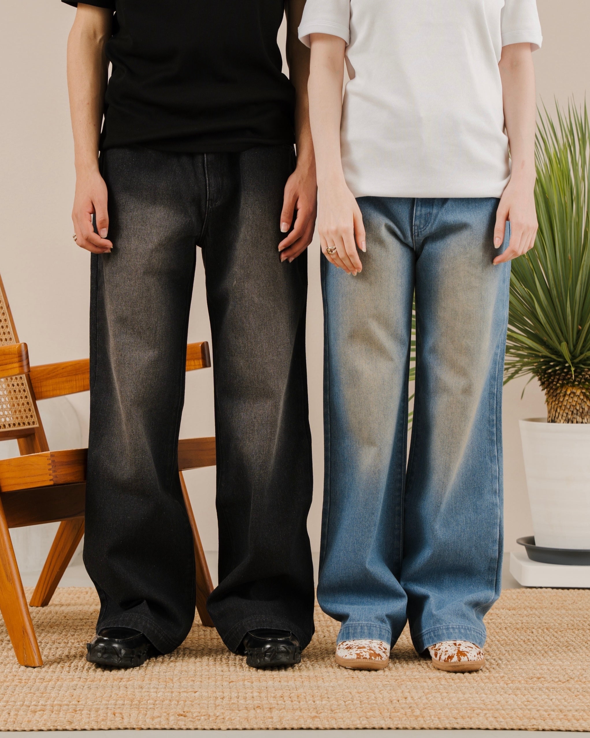 Over Dye Wide Straight  Denim