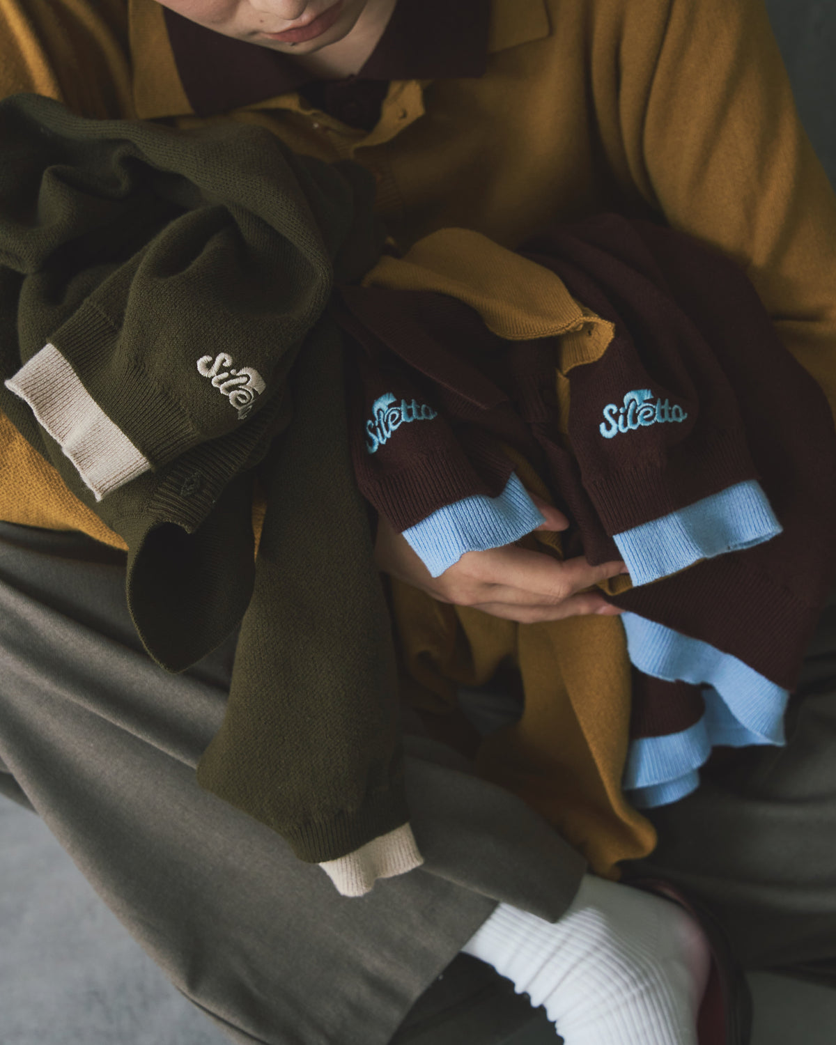 Outline Layered Cotton Knit Polo LS