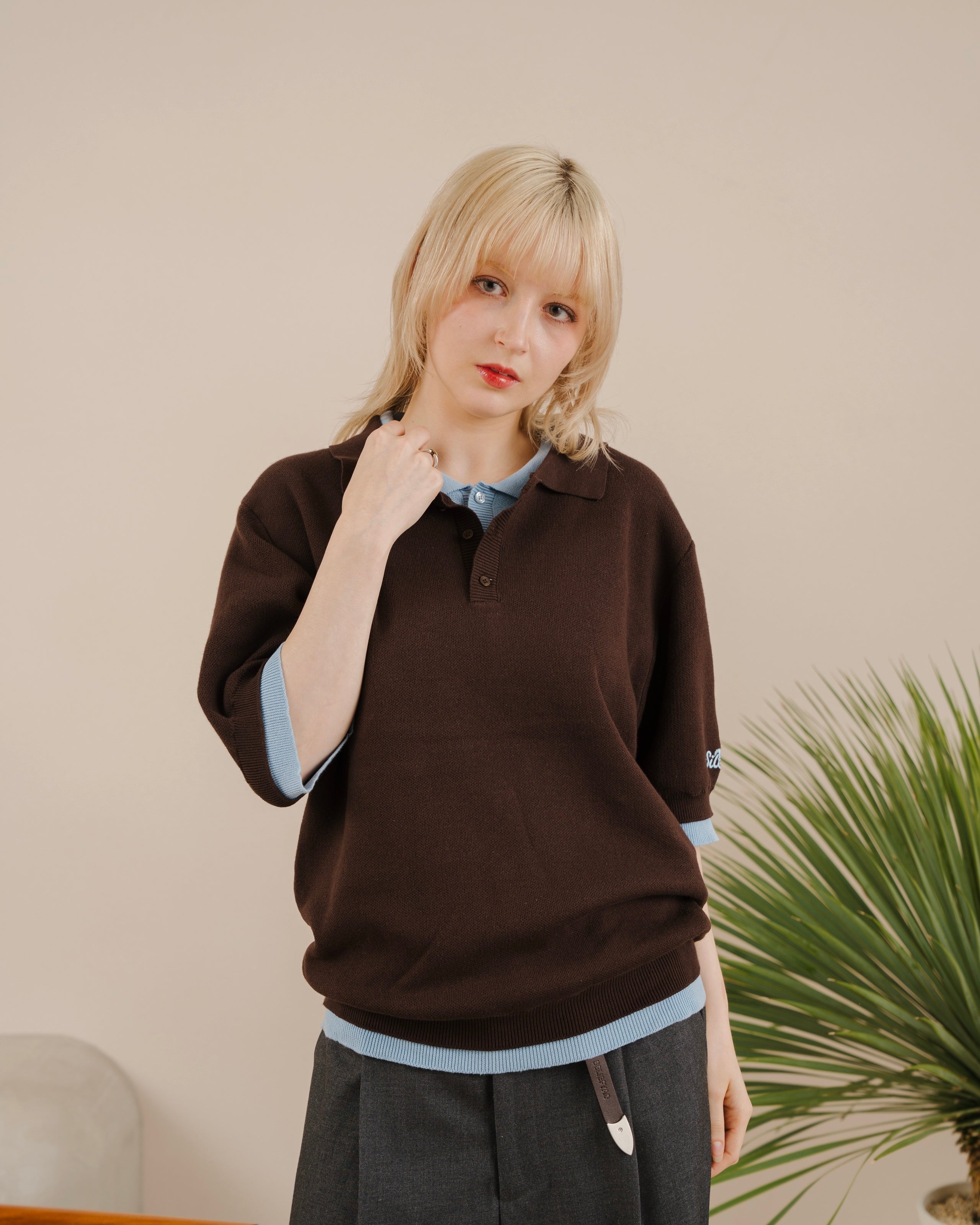 Outline Layered Knit Polo
