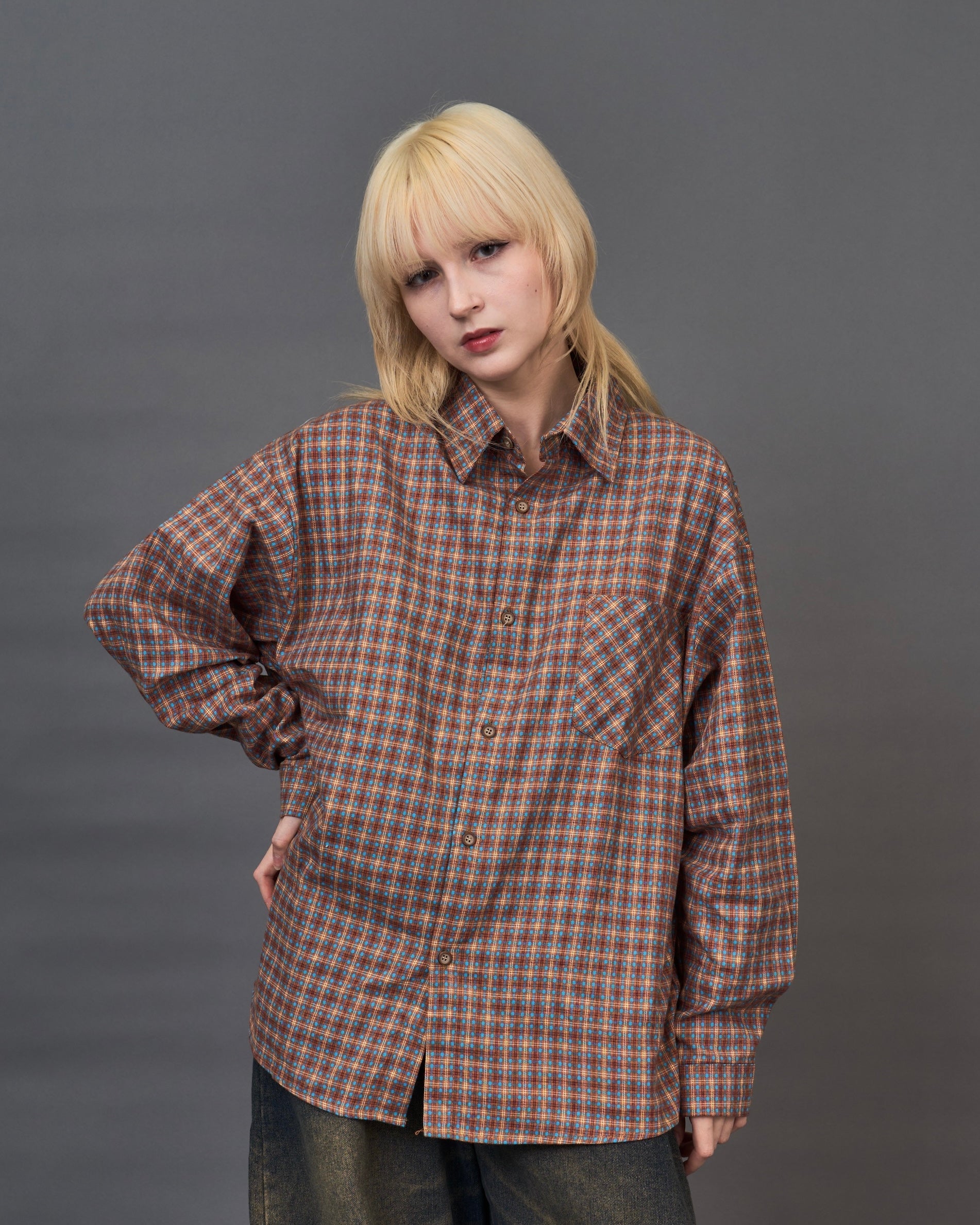 Check Pattern Regular Collar Shirt /チェックパターン レギュラーカラーシャツ SL0044