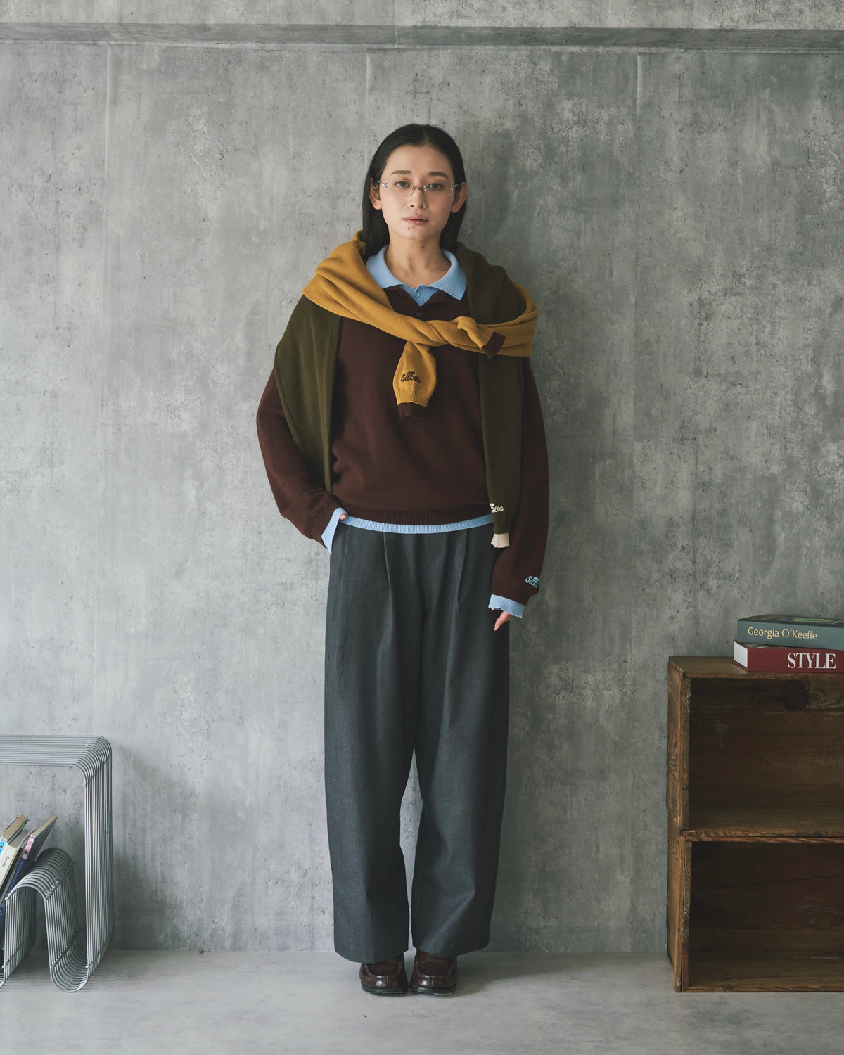 Outline Layered Cotton Knit Polo LS