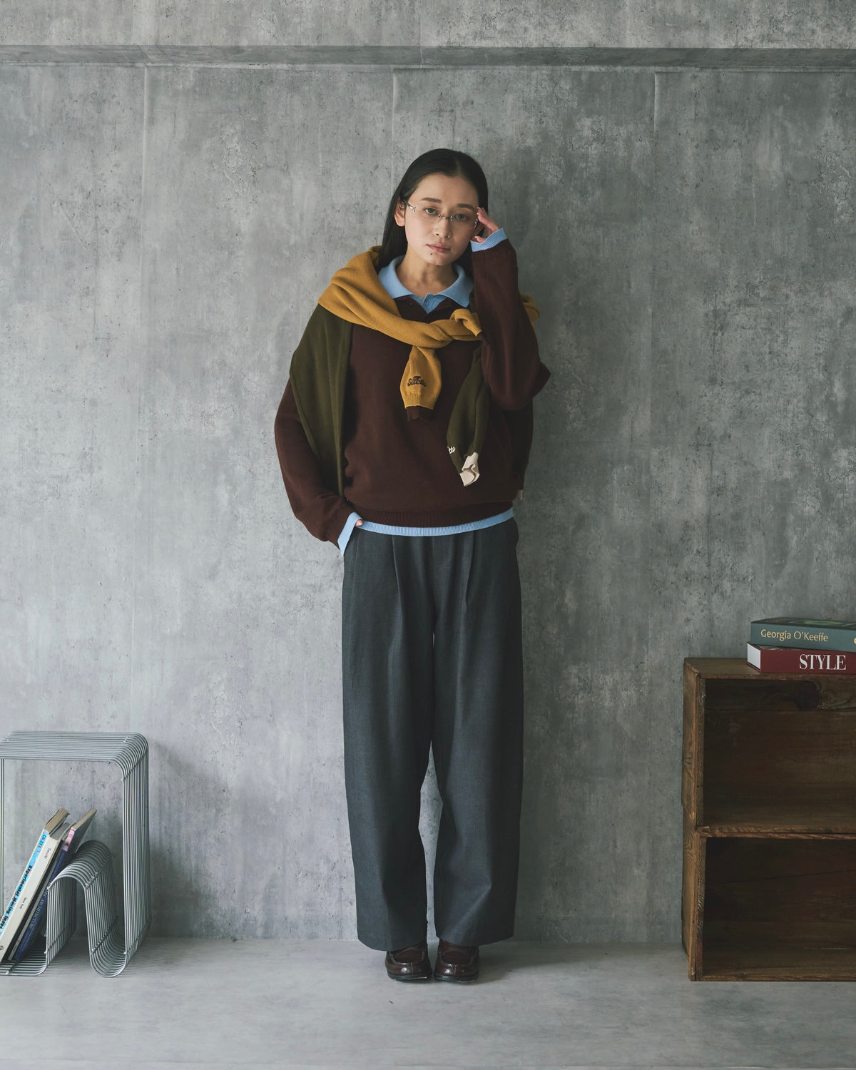 Outline Layered Cotton Knit Polo LS