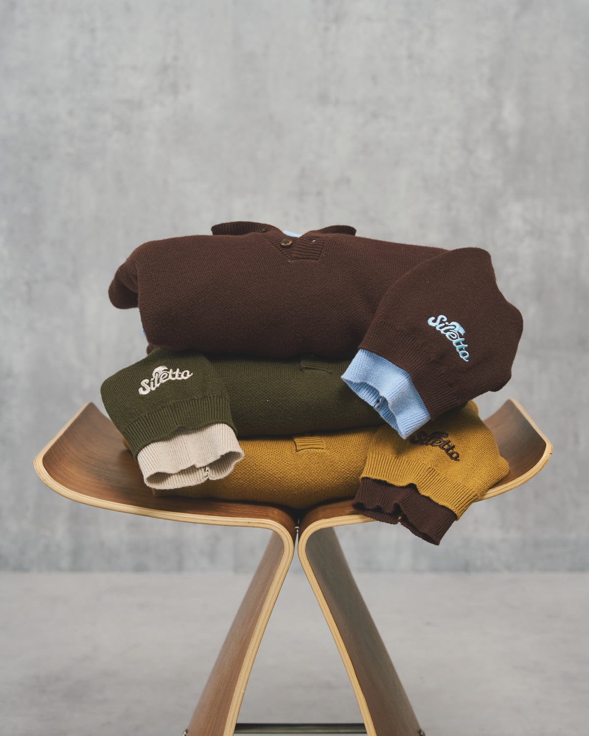 Outline Layered Cotton Knit Polo LS