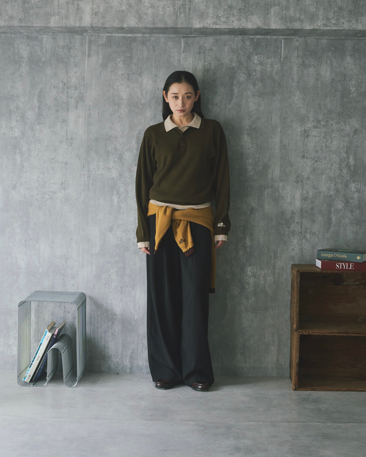 Outline Layered Cotton Knit Polo LS