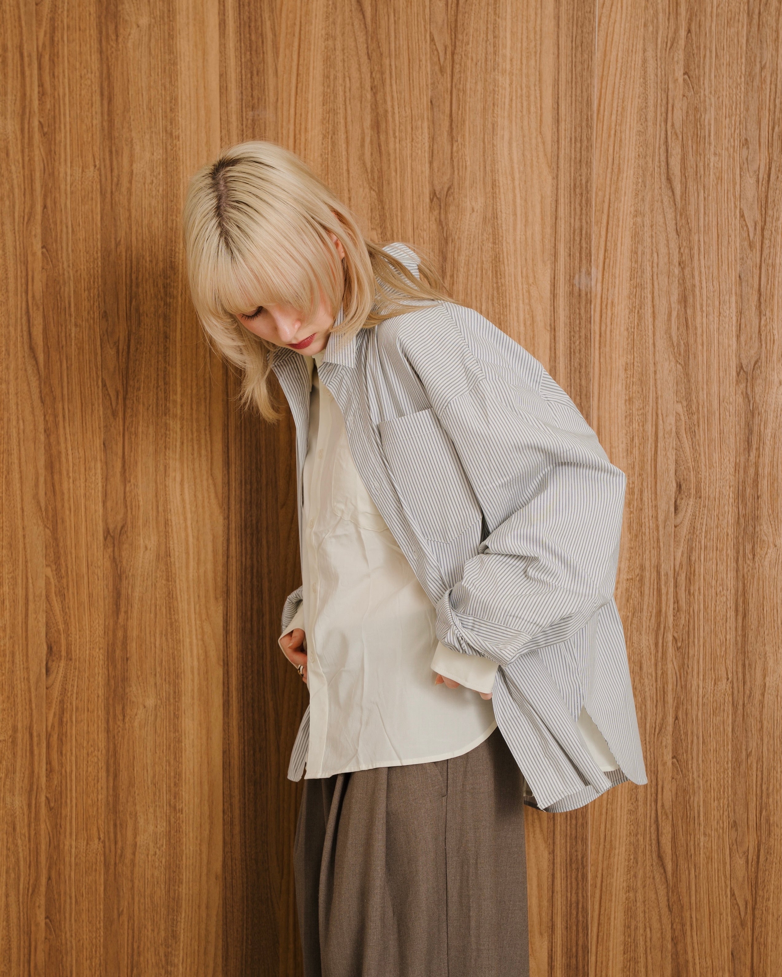 Stripe Cropped Classic Shirt LS Stripe Cropped Classic Shirt LS