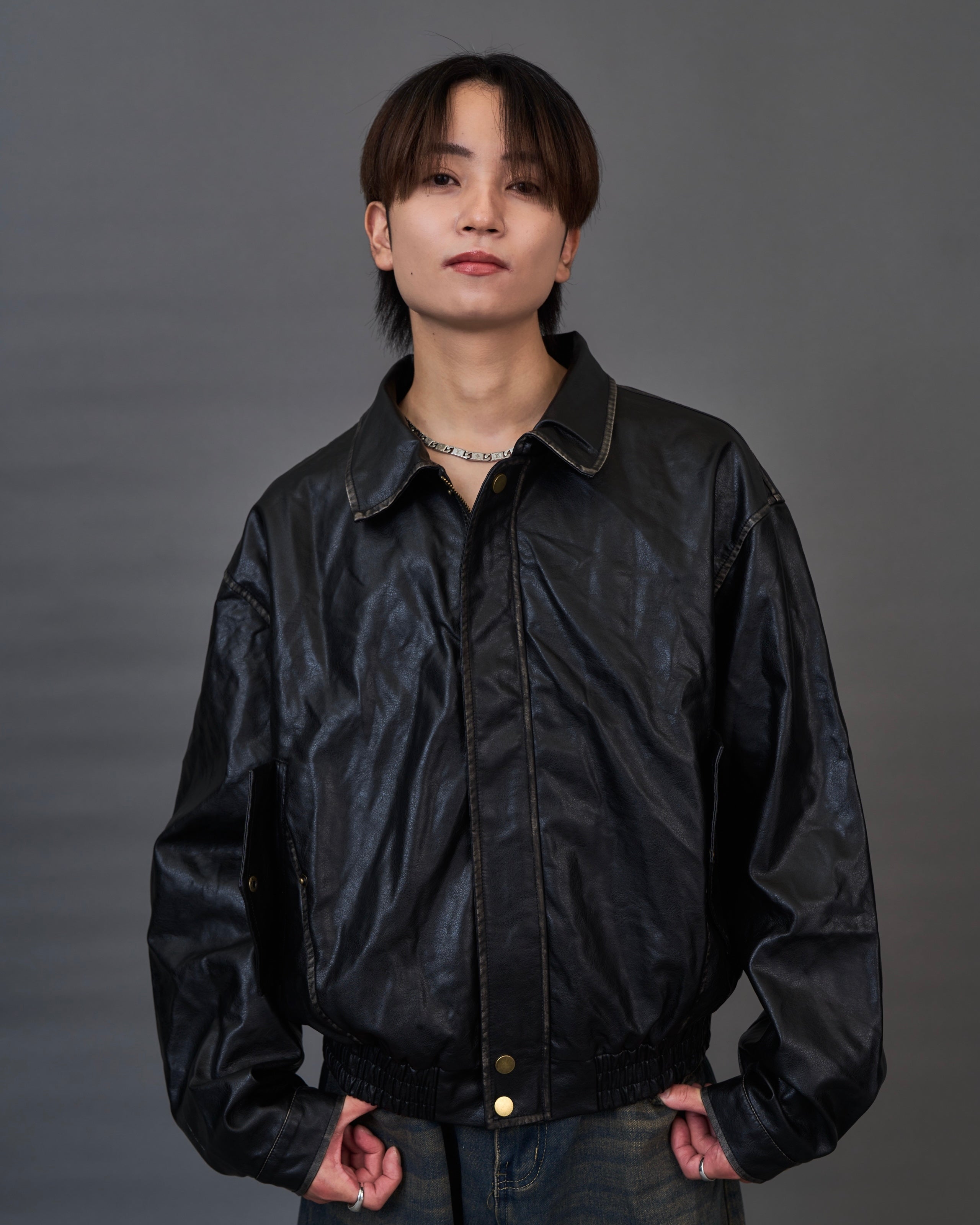 Blackout Leather Jacket / ブラックアウトレザージャケットSL0045