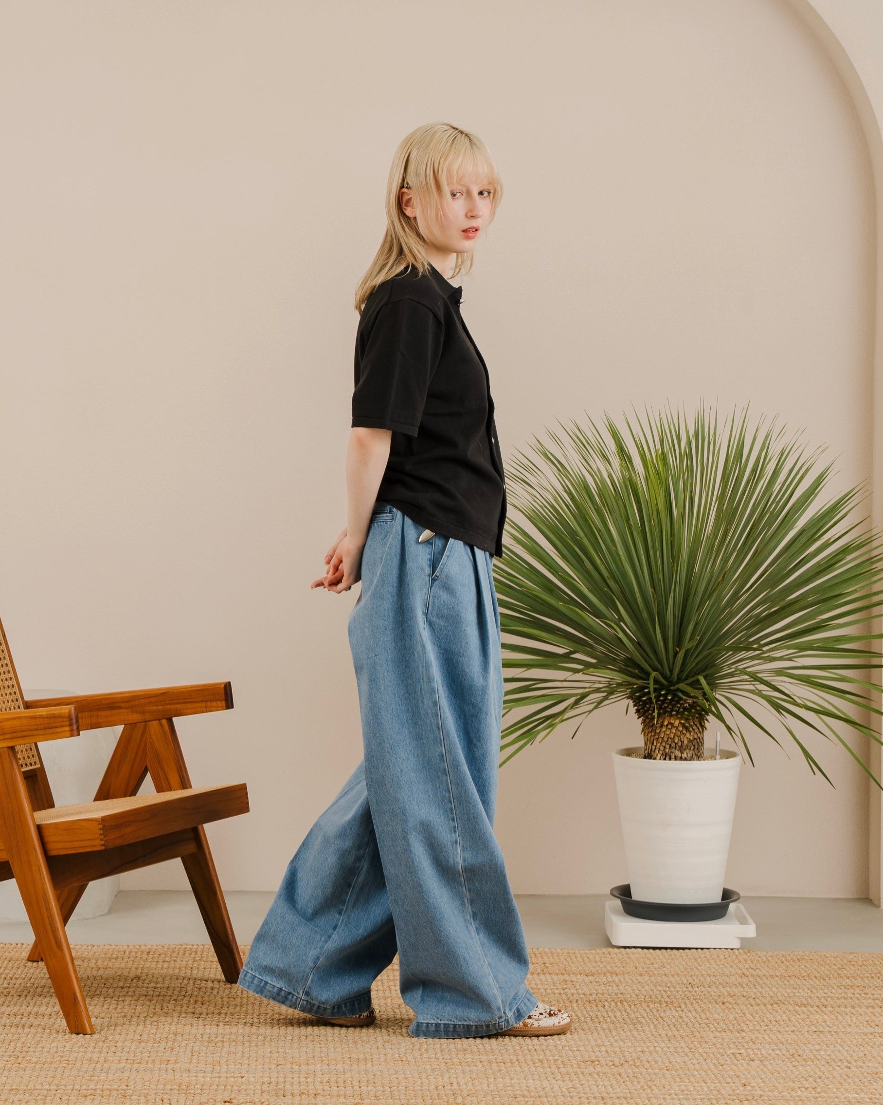 12oz Wide-Leg Denim Trousers