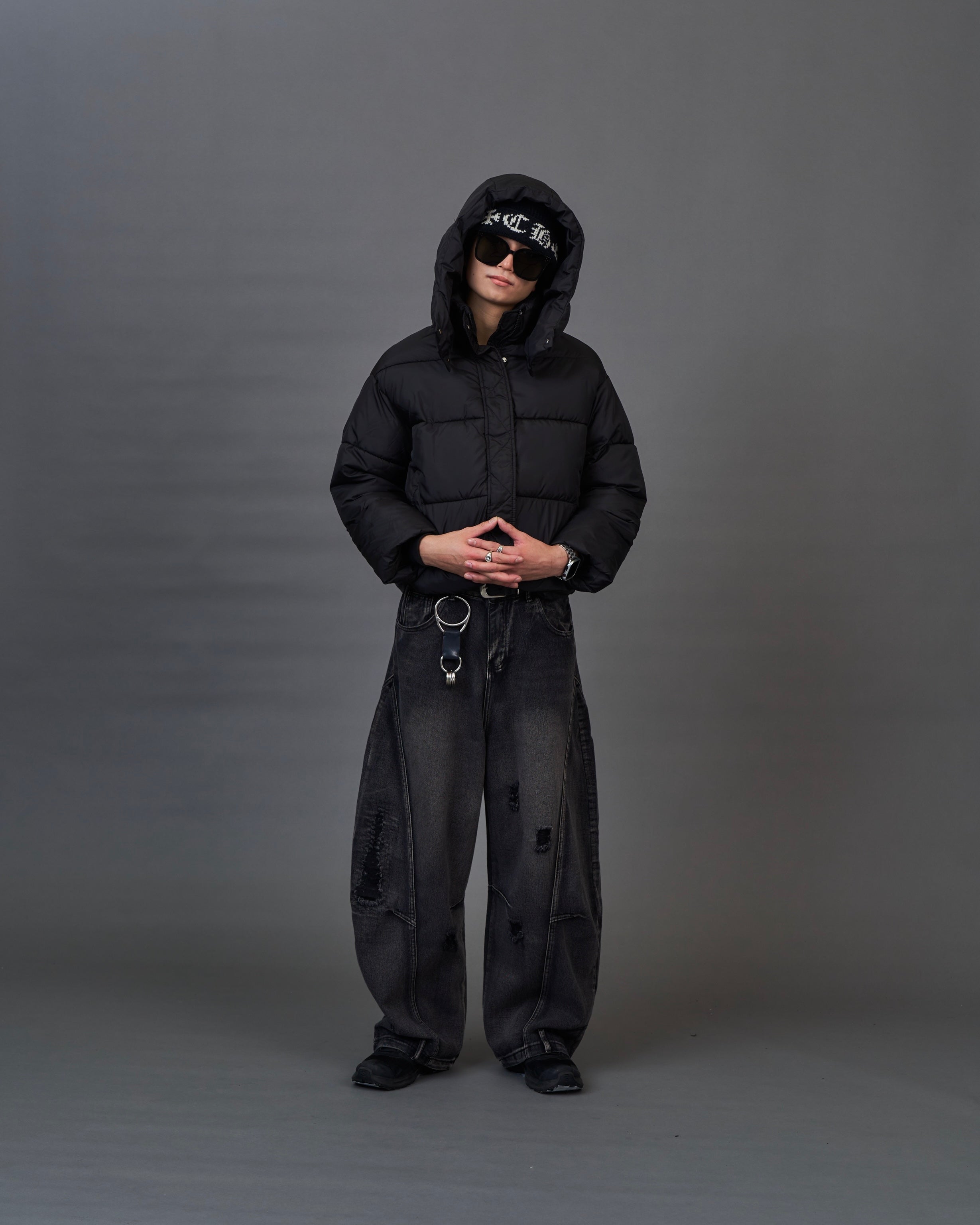 Distressed Black Wide Denim / ディストレストブラックワイドデニム SL0072