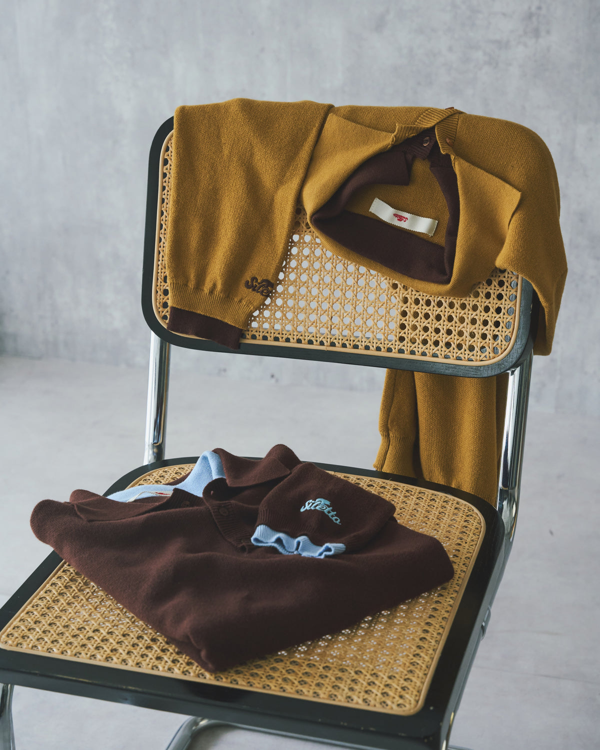 Outline Layered Cotton Knit Polo LS