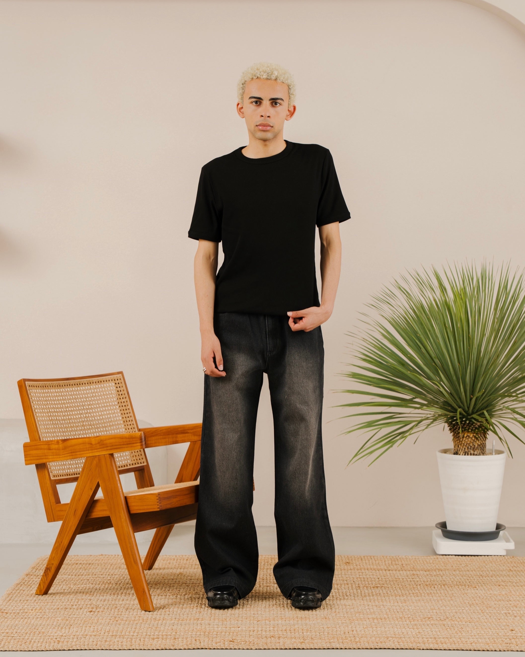 Over Dye Wide Straight  Denim