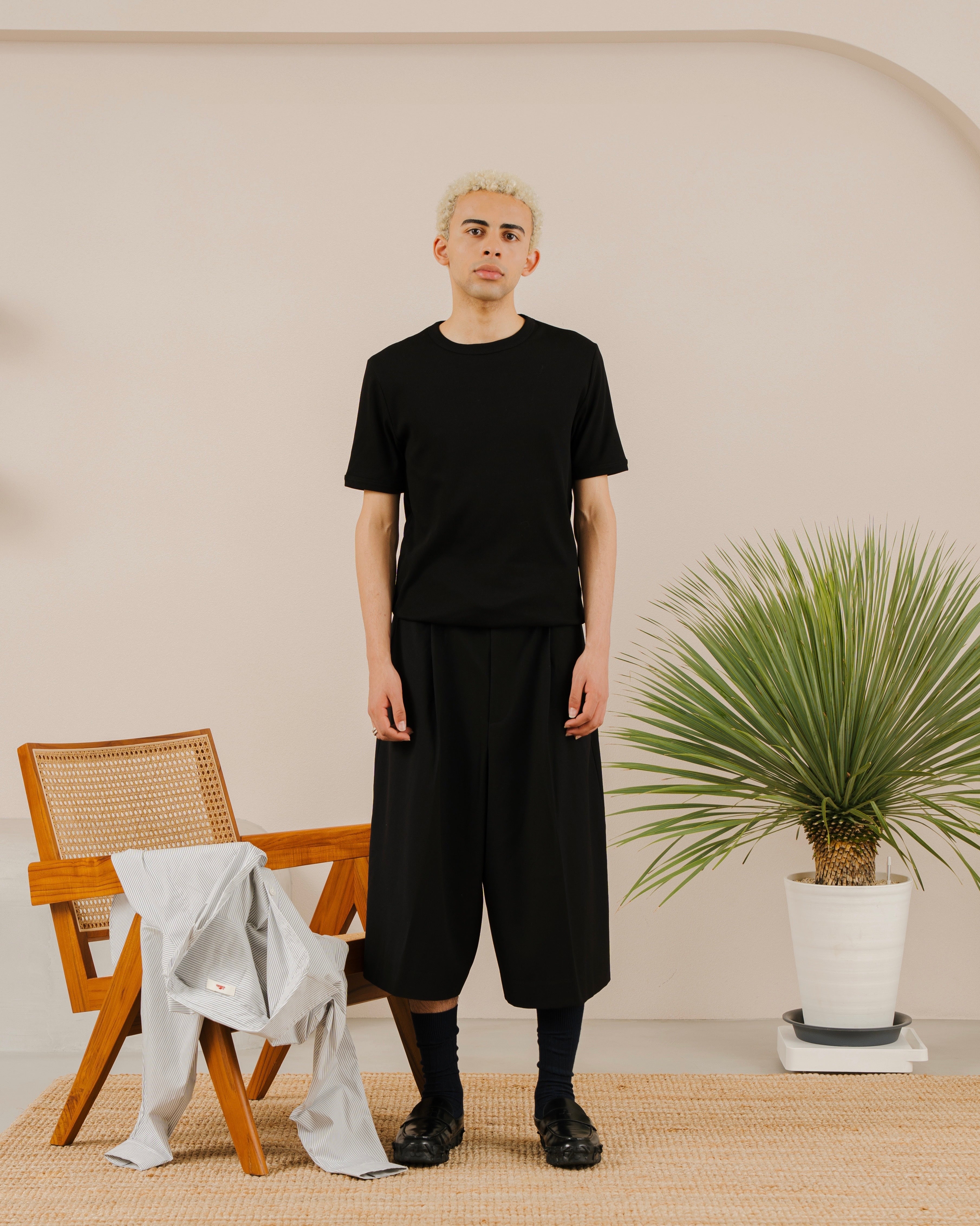 Wool Blend Deep Tuck Architecture Shorts