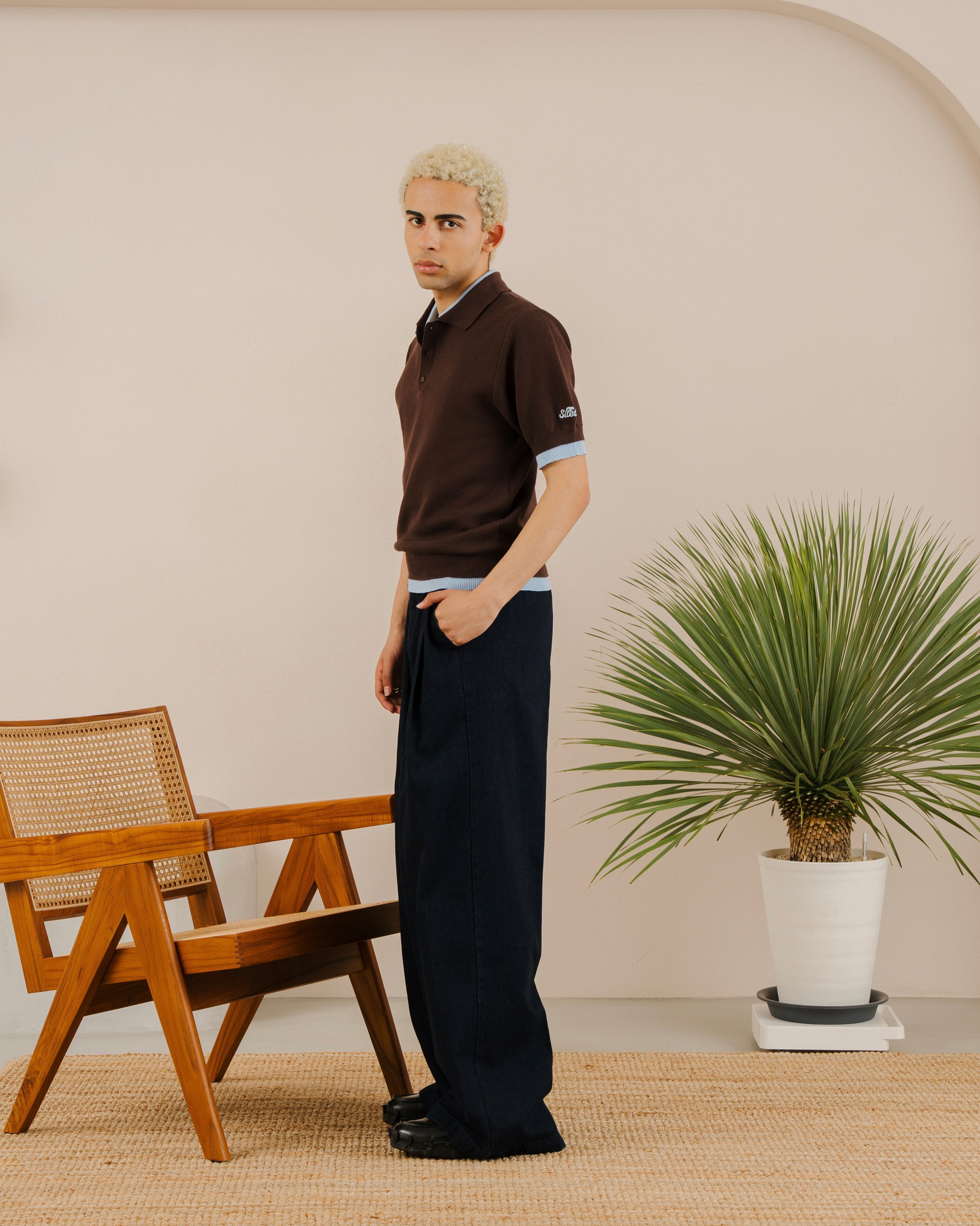 Outline Layered Knit Polo
