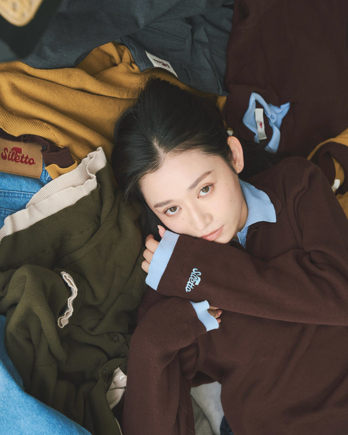 Outline Layered Cotton Knit Polo LS