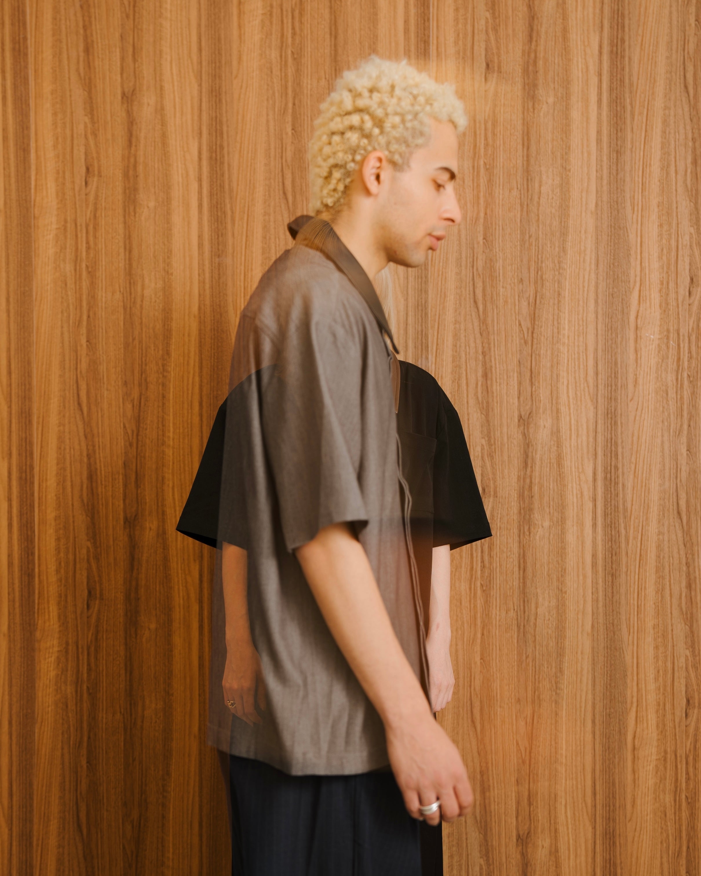 PU Leather Collar Shirt