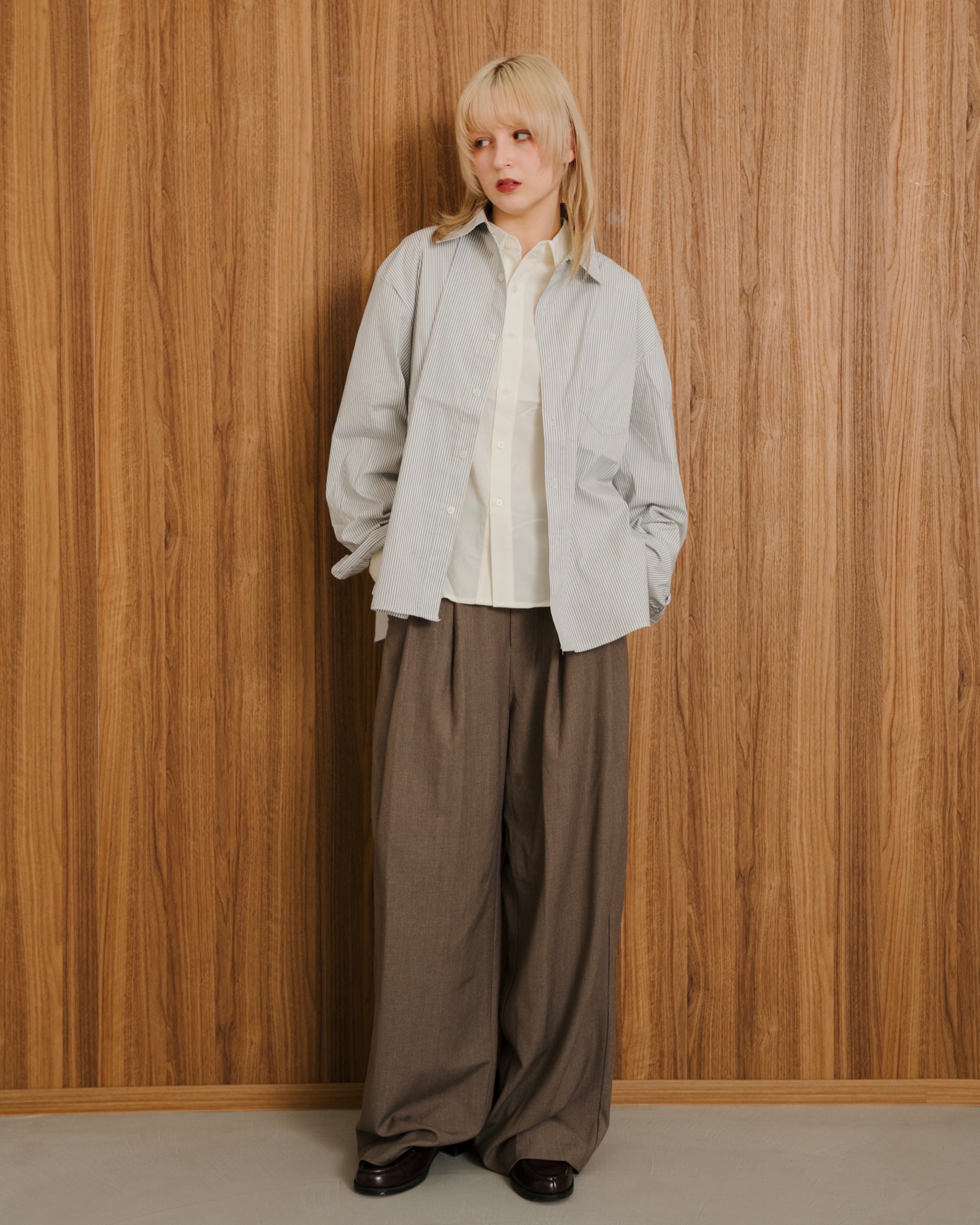 Stripe Cropped Classic Shirt LS
