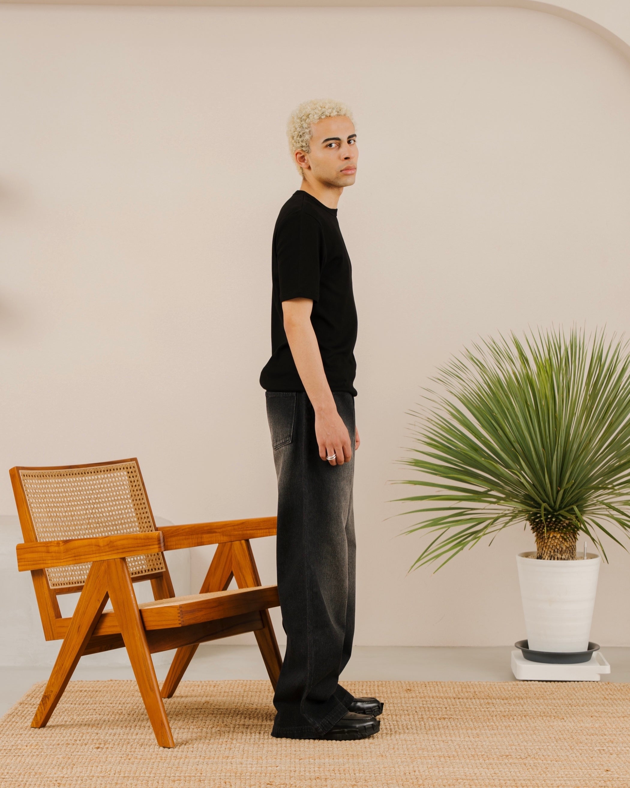 Over Dye Wide Straight  Denim
