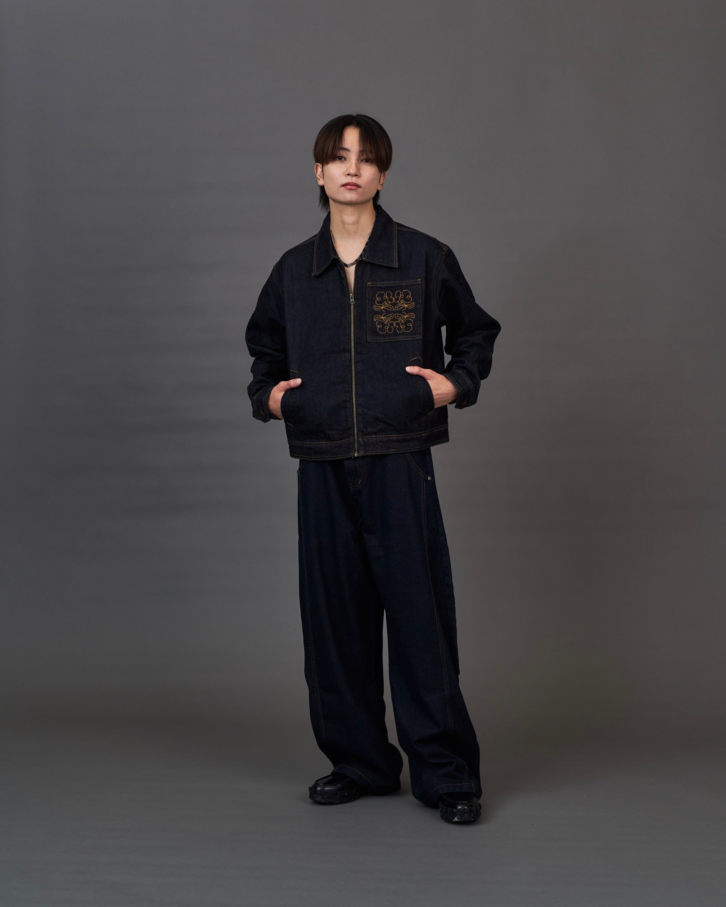 セットアップ対応】Embroidery Denim Jacket/エンブロイダリーデニム