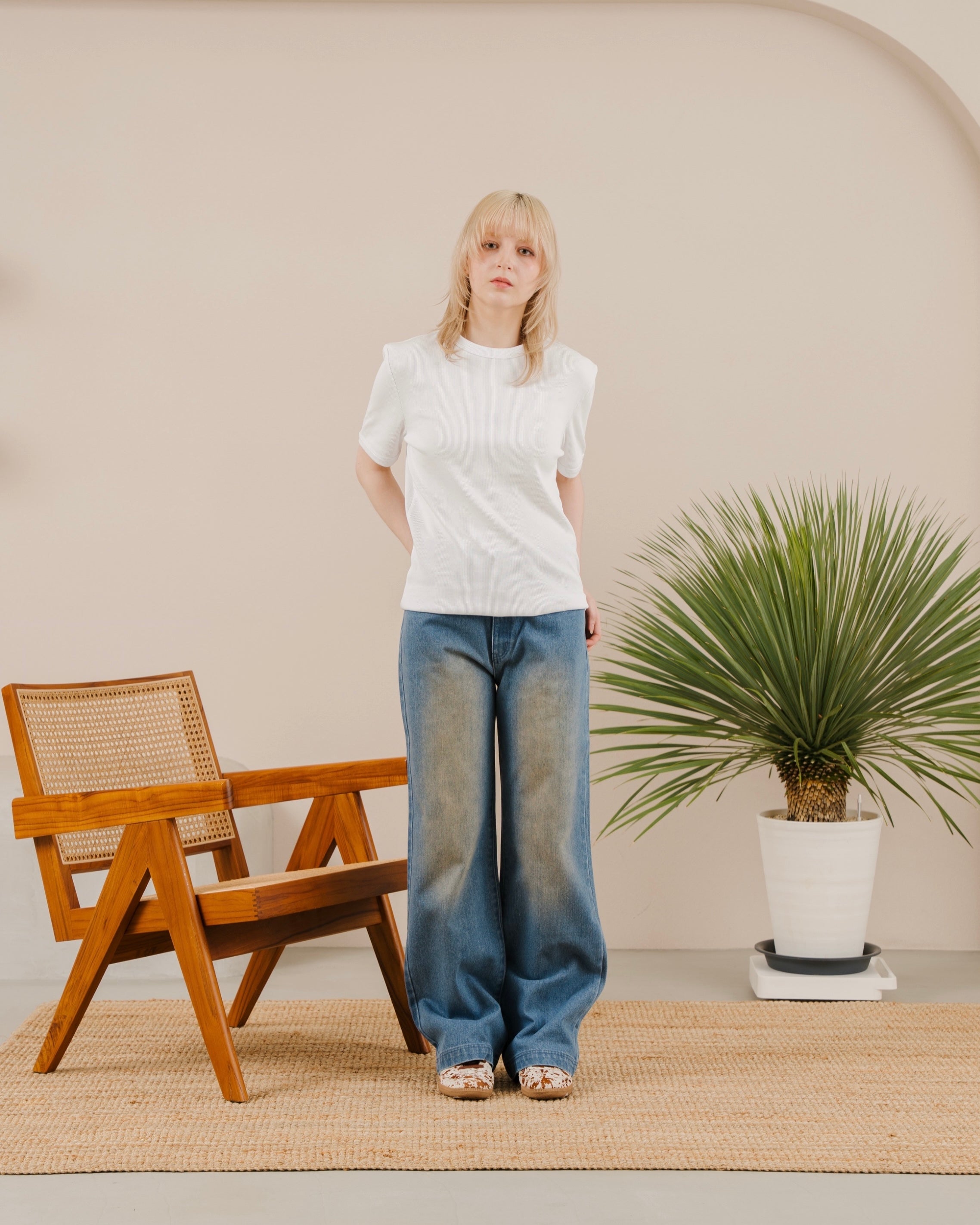 Over Dye Wide Straight  Denim